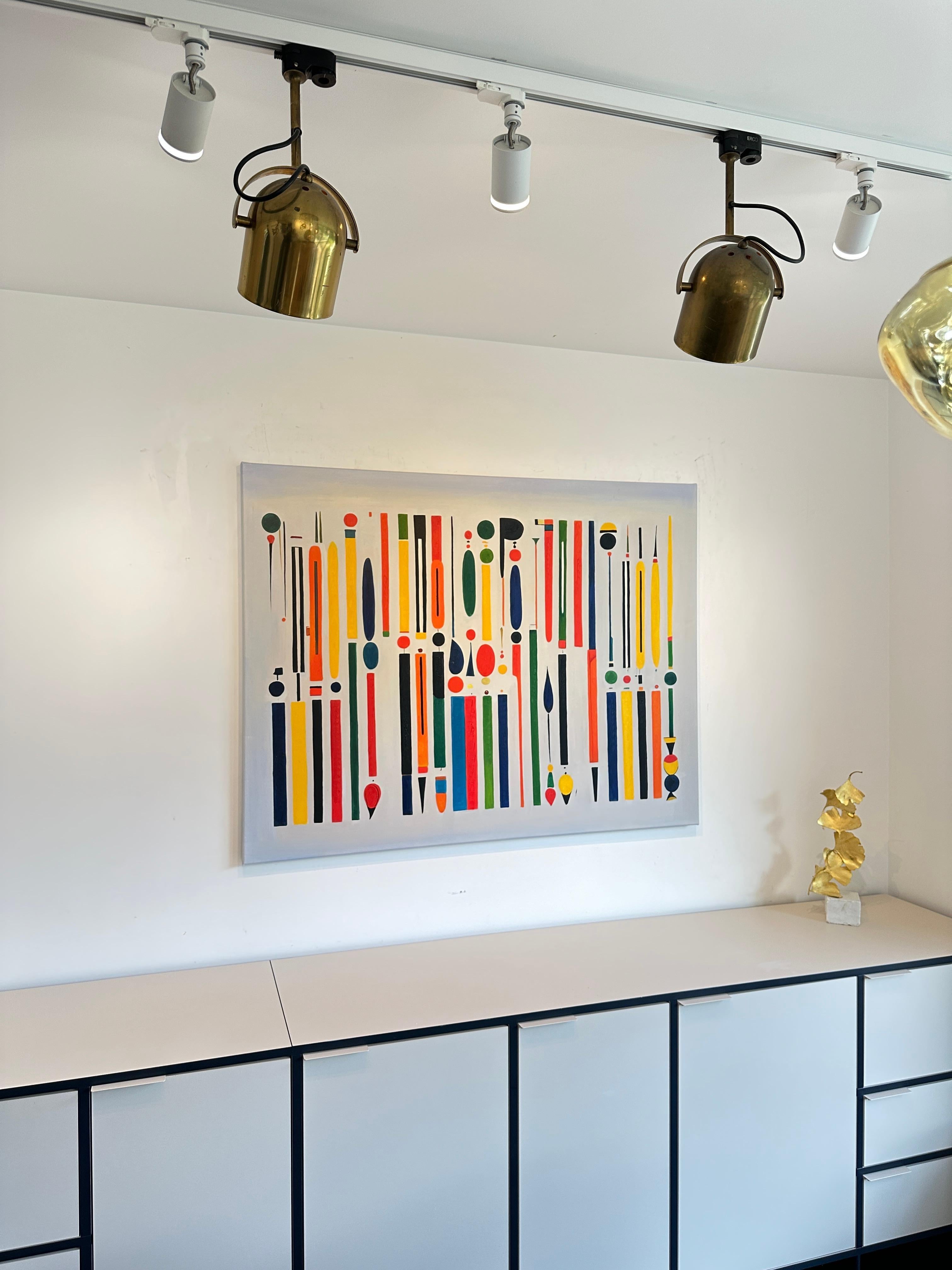 Il mio cuore batte troppo veloce - Astrazione geometrica contemporanea - Pittura ad olio in vendita 2