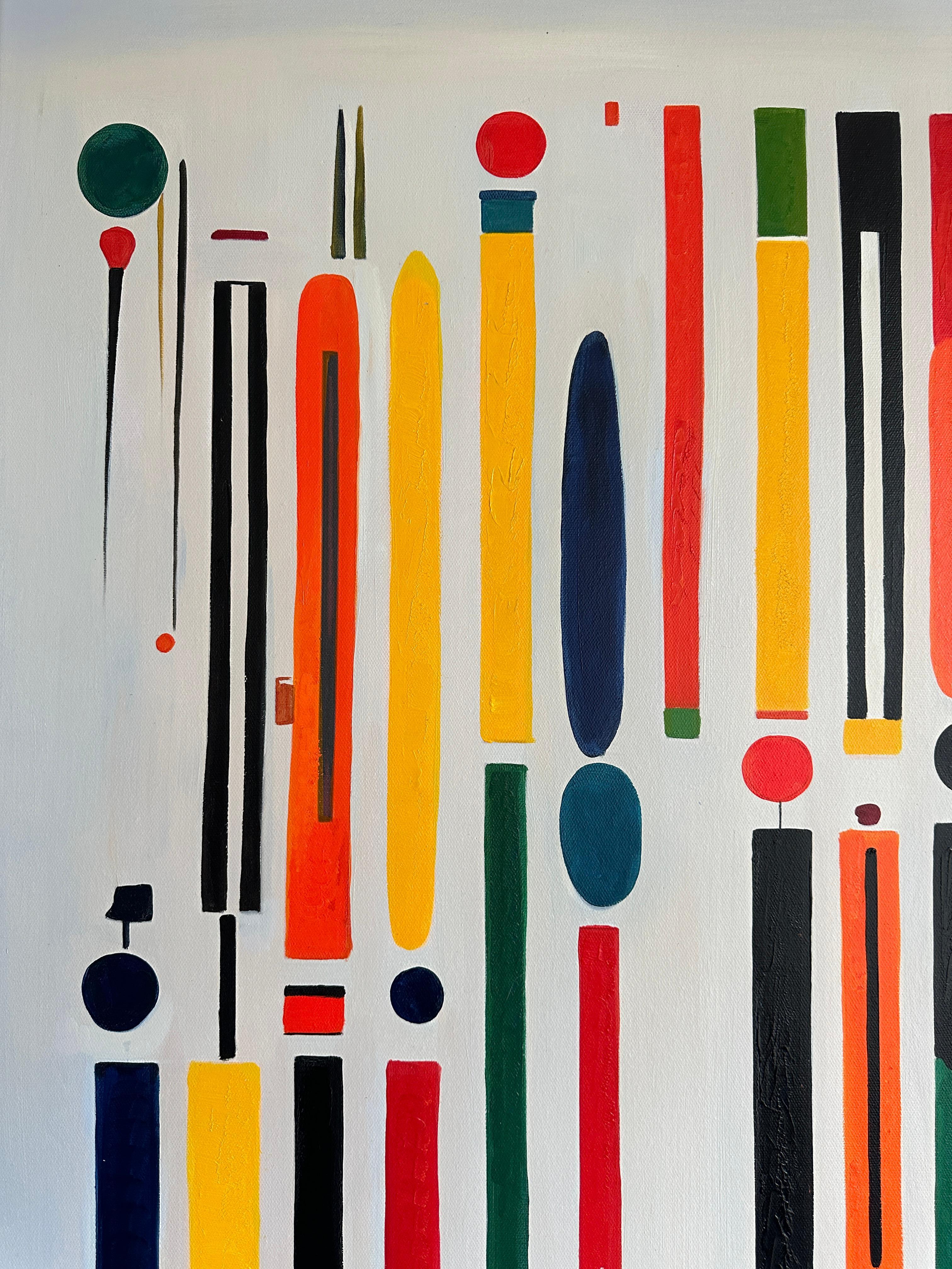 Il mio cuore batte troppo veloce - Astrazione geometrica contemporanea - Pittura ad olio in vendita 3