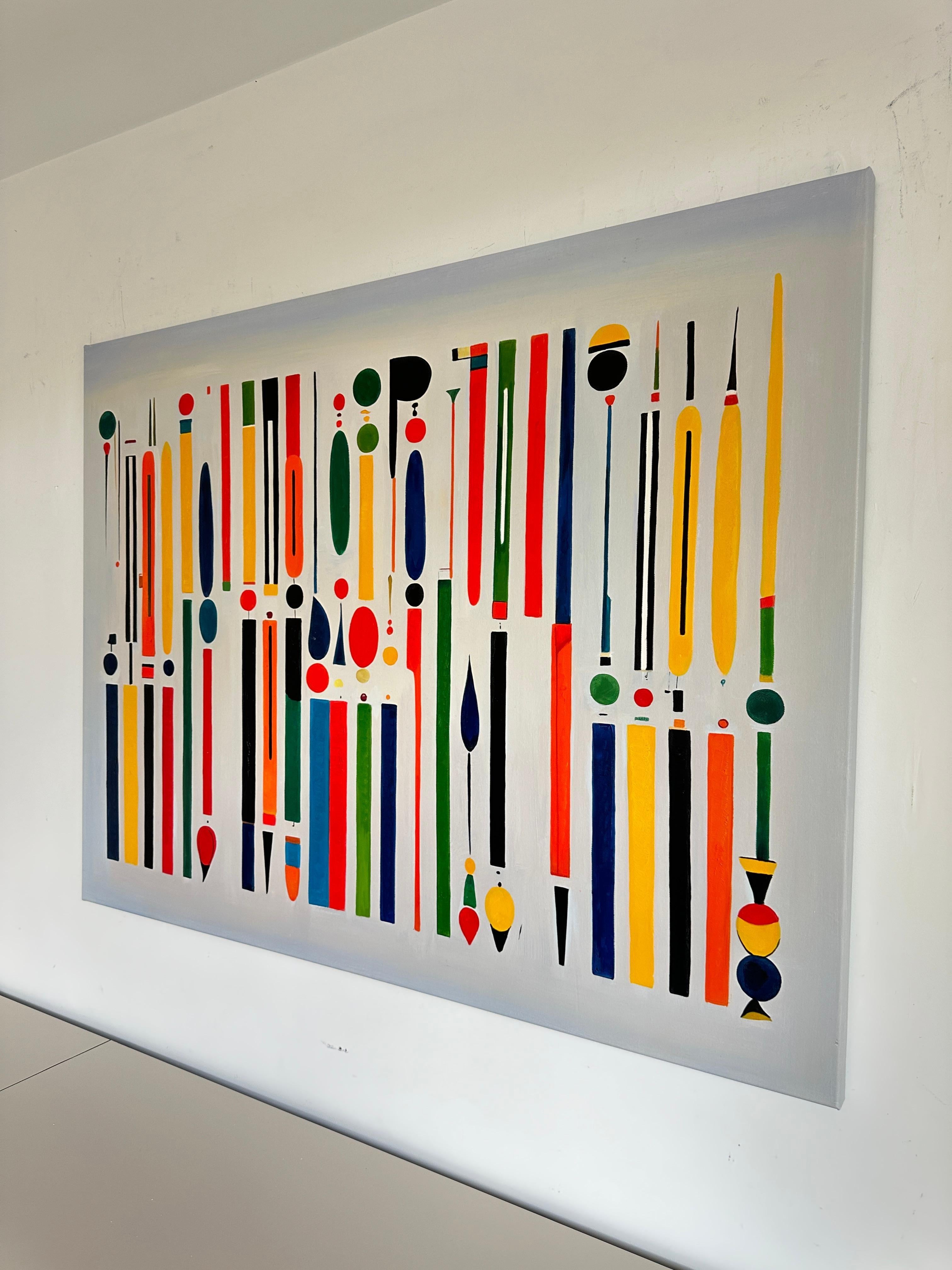 Il mio cuore batte troppo veloce - Astrazione geometrica contemporanea - Pittura ad olio in vendita 4