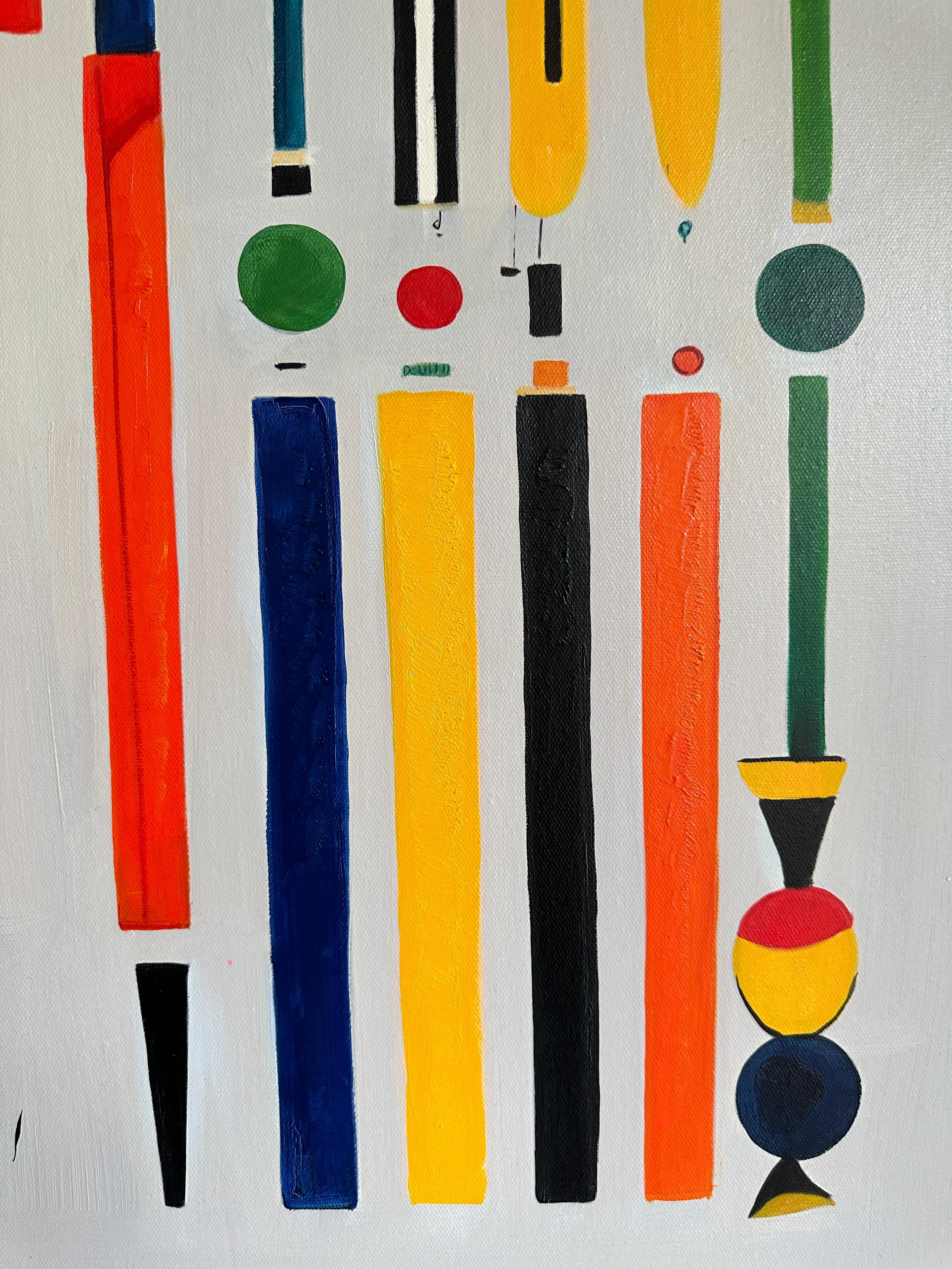 Il mio cuore batte troppo veloce - Astrazione geometrica contemporanea - Pittura ad olio in vendita 5