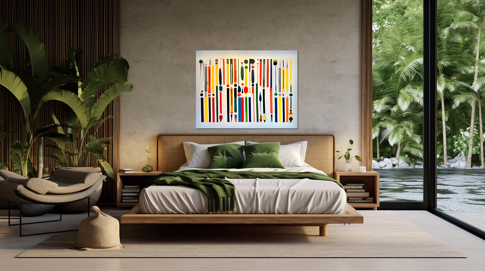 Il mio cuore batte troppo veloce - Astrazione geometrica contemporanea - Pittura ad olio in vendita 6