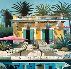 Ripples of remembered Touch - Contemporary Architecture Pool House Oil Painting