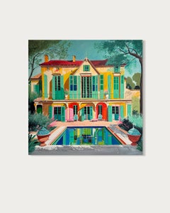 Sunsets we could not keep - Contemporary Architecture House Oil Painting