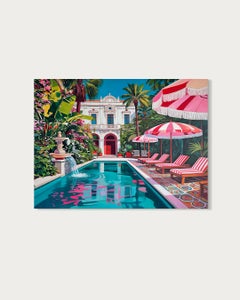 The sound of water between us - Contemporary Architecture Pool Oil Painting
