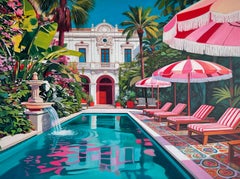 The sound of water between us - Contemporary Architecture Pool Oil Painting