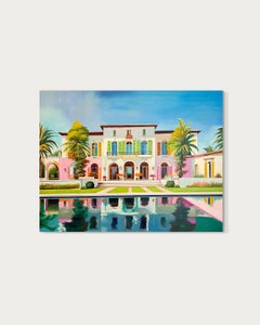Die Zukunft ruft nach uns - Zeitgenössische Architektur Pool House Ölgemälde