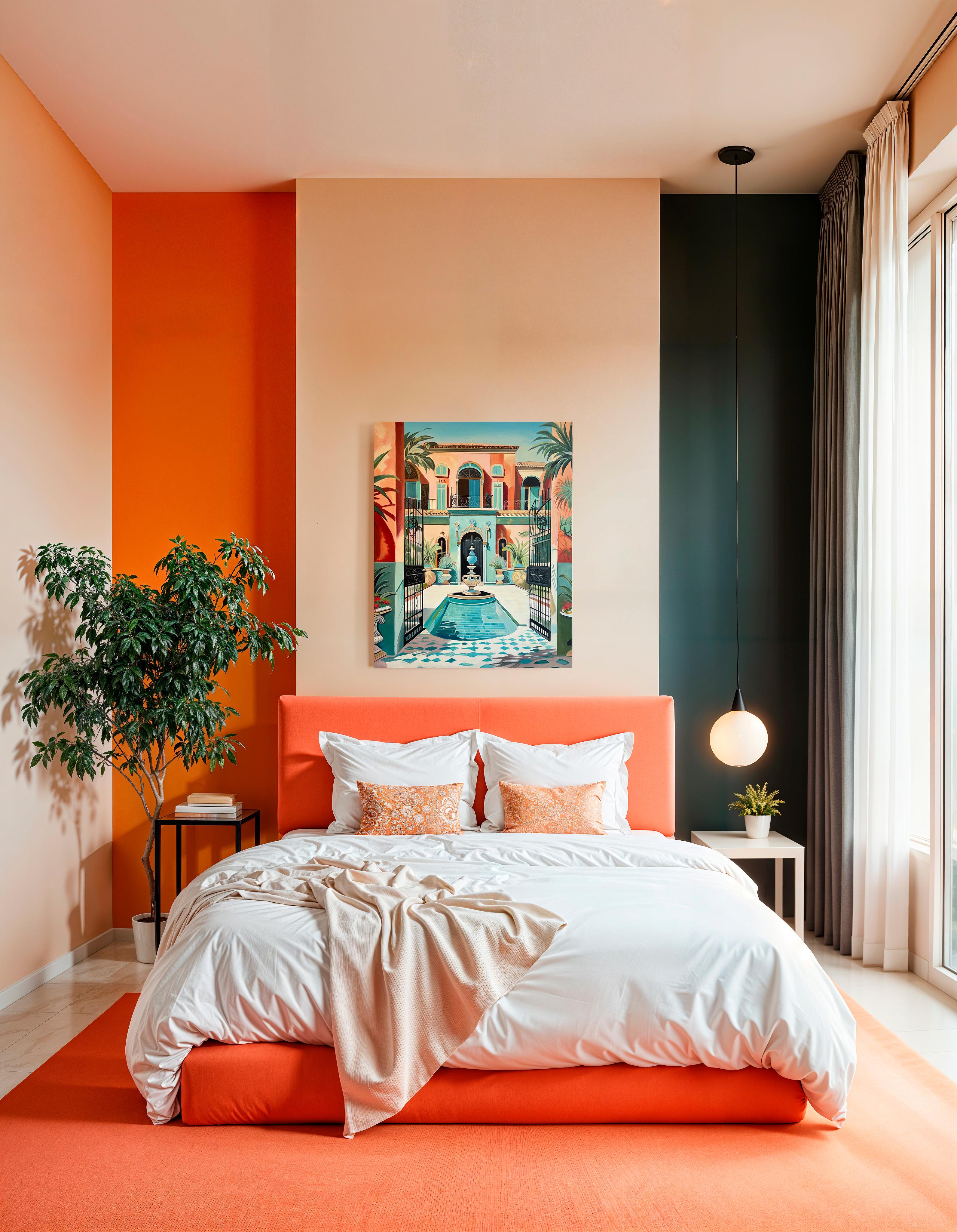 El jardín de nuestro amor - Arquitectura contemporánea Casa de la piscina Pintura al óleo en venta 6