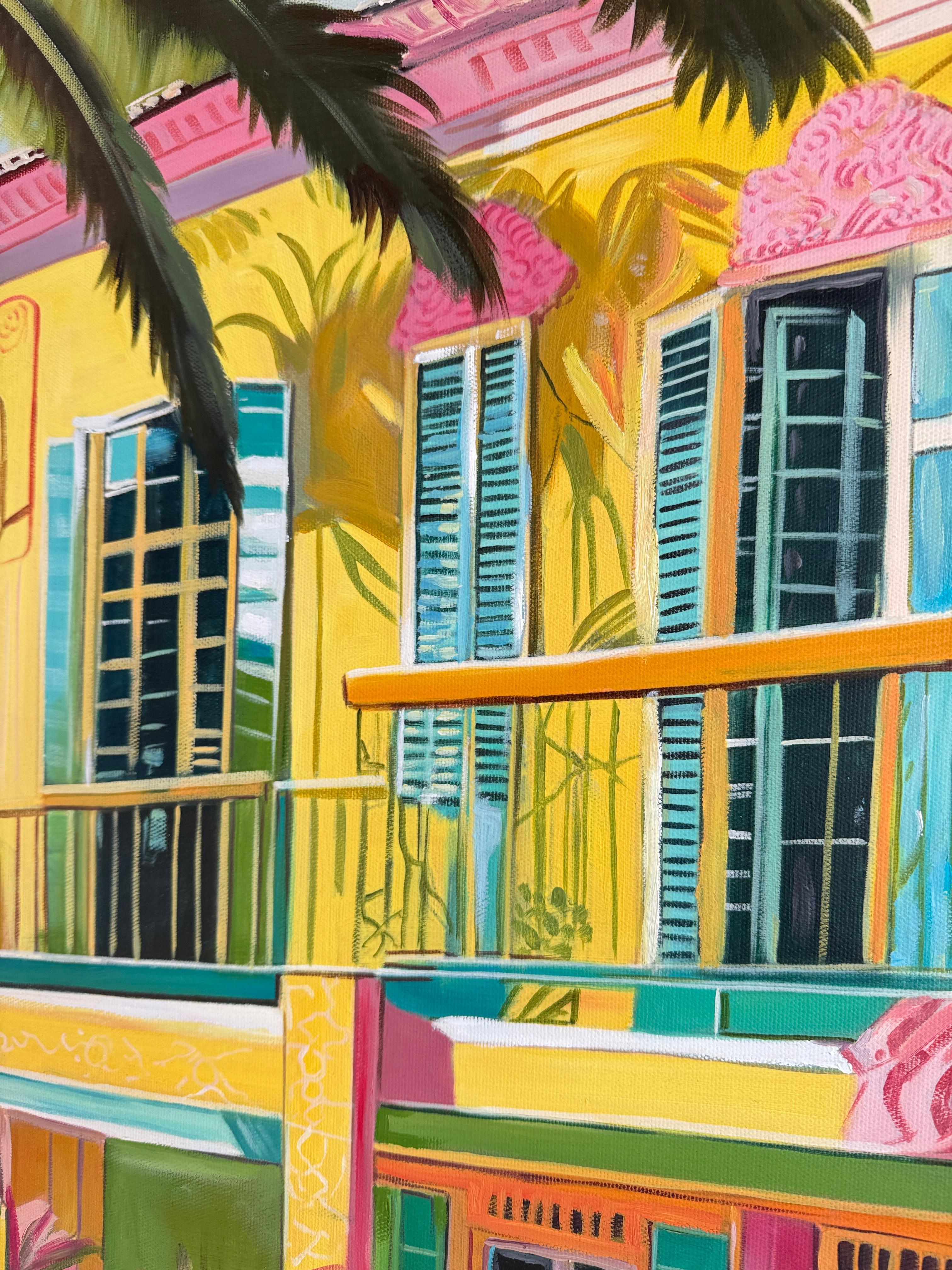 The hours melted into each other - Contemporary Architecture House Oil Painting For Sale 3