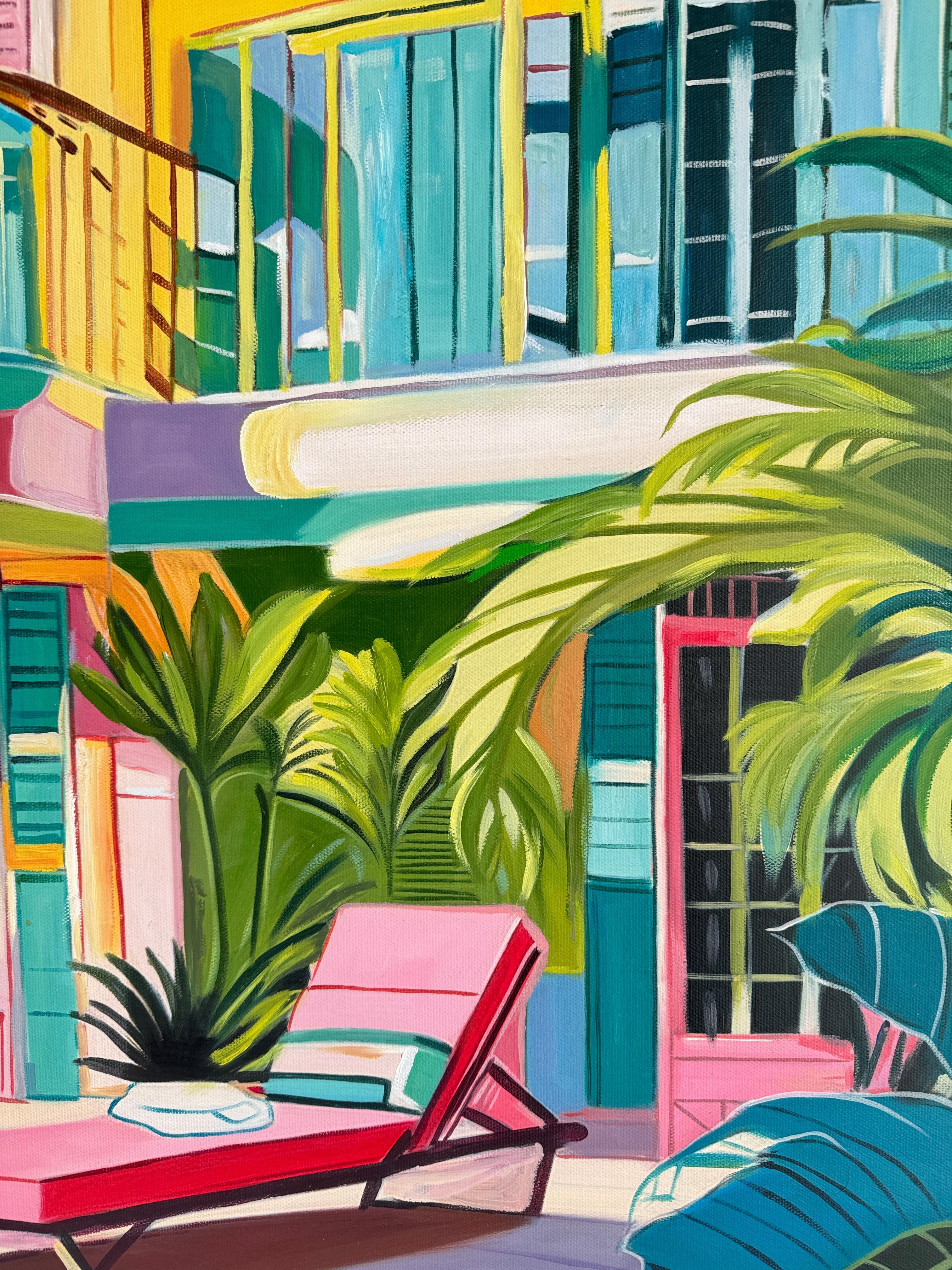 The hours melted into each other - Contemporary Architecture House Oil Painting For Sale 7