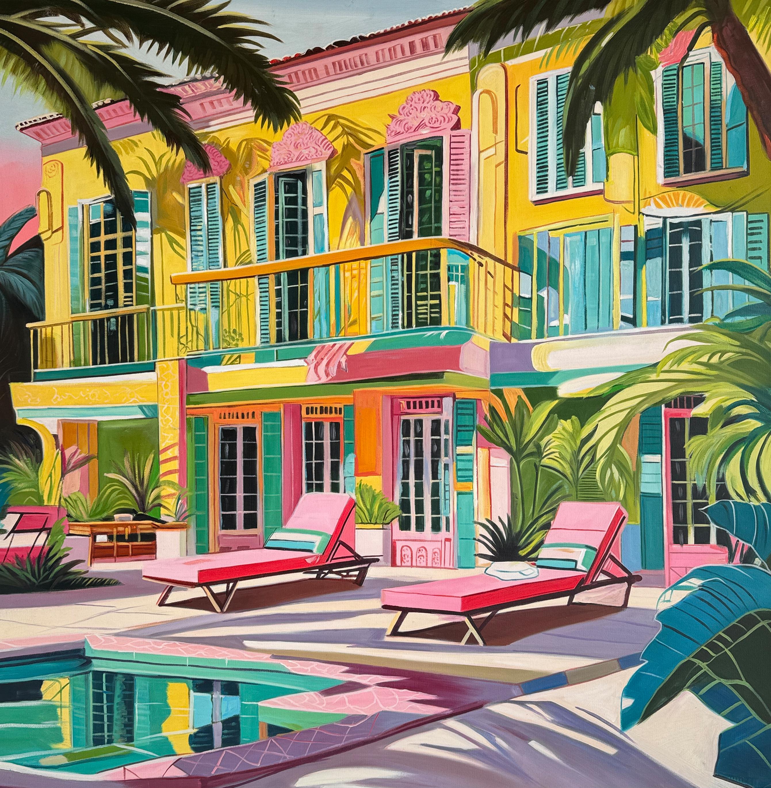 The hours melted into each other - Contemporary Architecture House Oil Painting