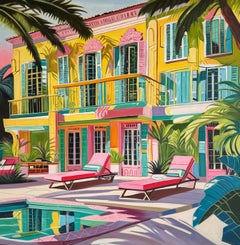 Die Stunden verschmolzen ineinander - Zeitgenössische Architektur Haus Ölgemälde