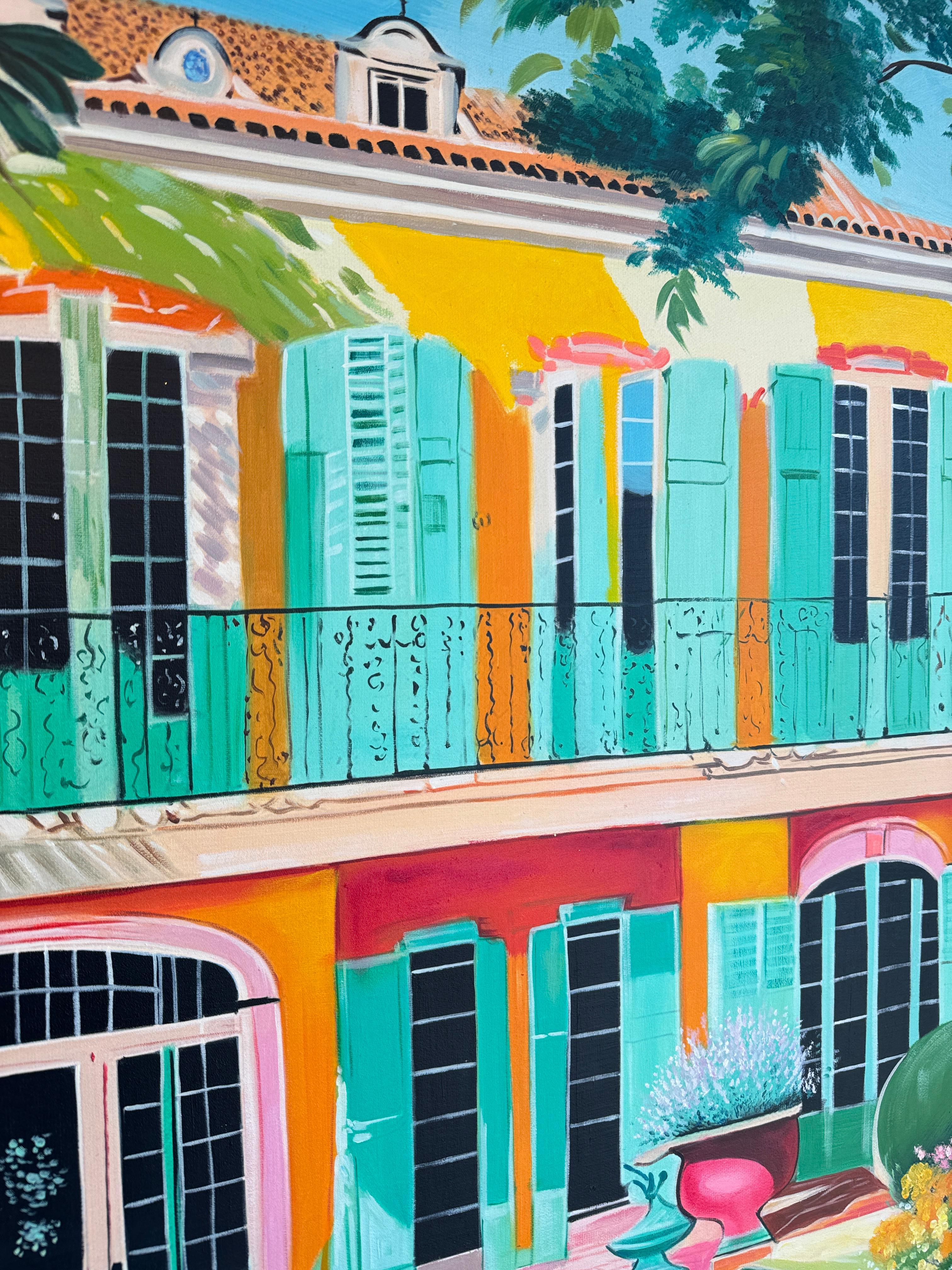 Der letzte Tag des Sommers - Zeitgenössische Architektur Pool Haus Ölgemälde im Angebot 10