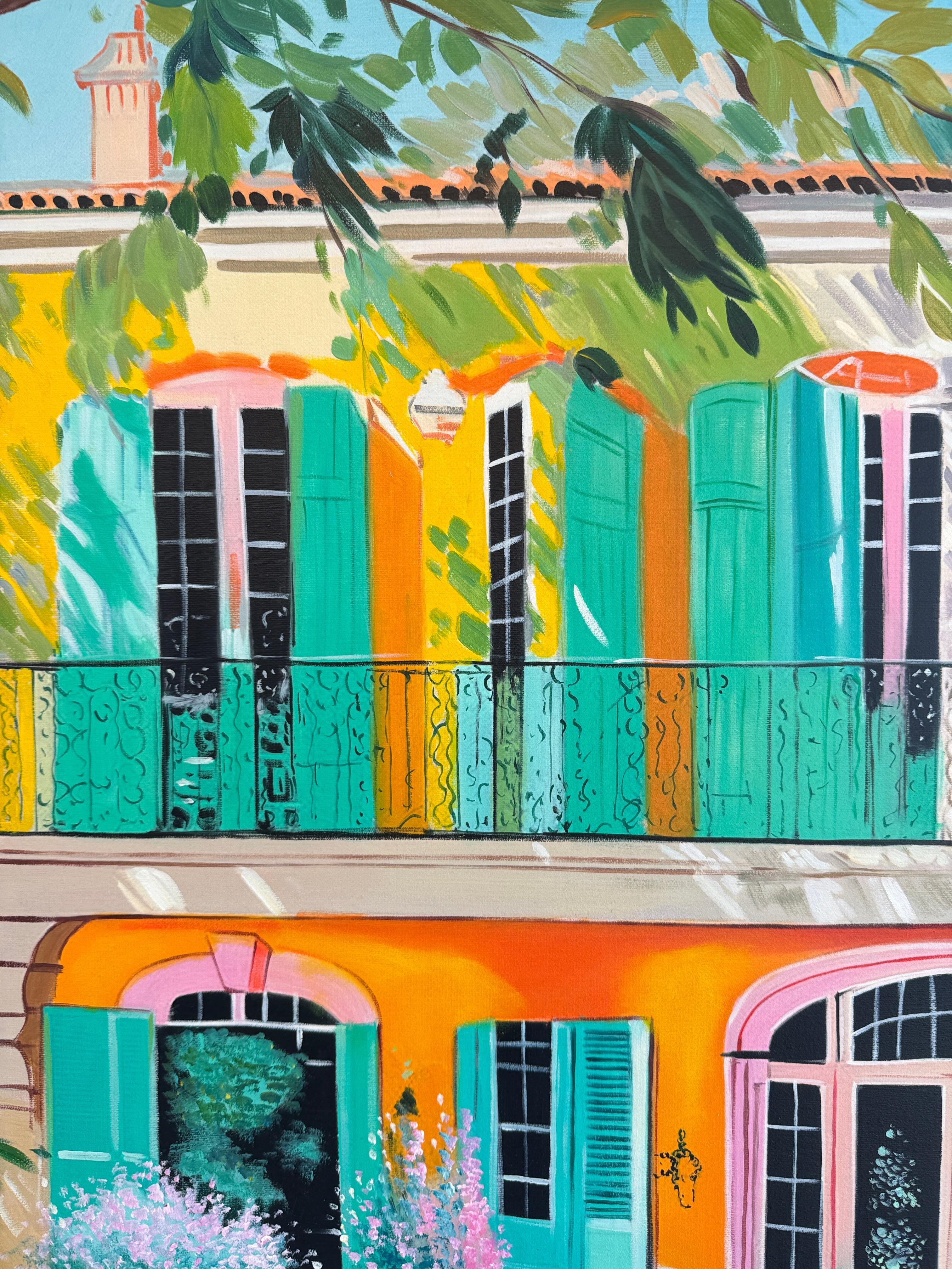 Der letzte Tag des Sommers - Zeitgenössische Architektur Pool Haus Ölgemälde im Angebot 12