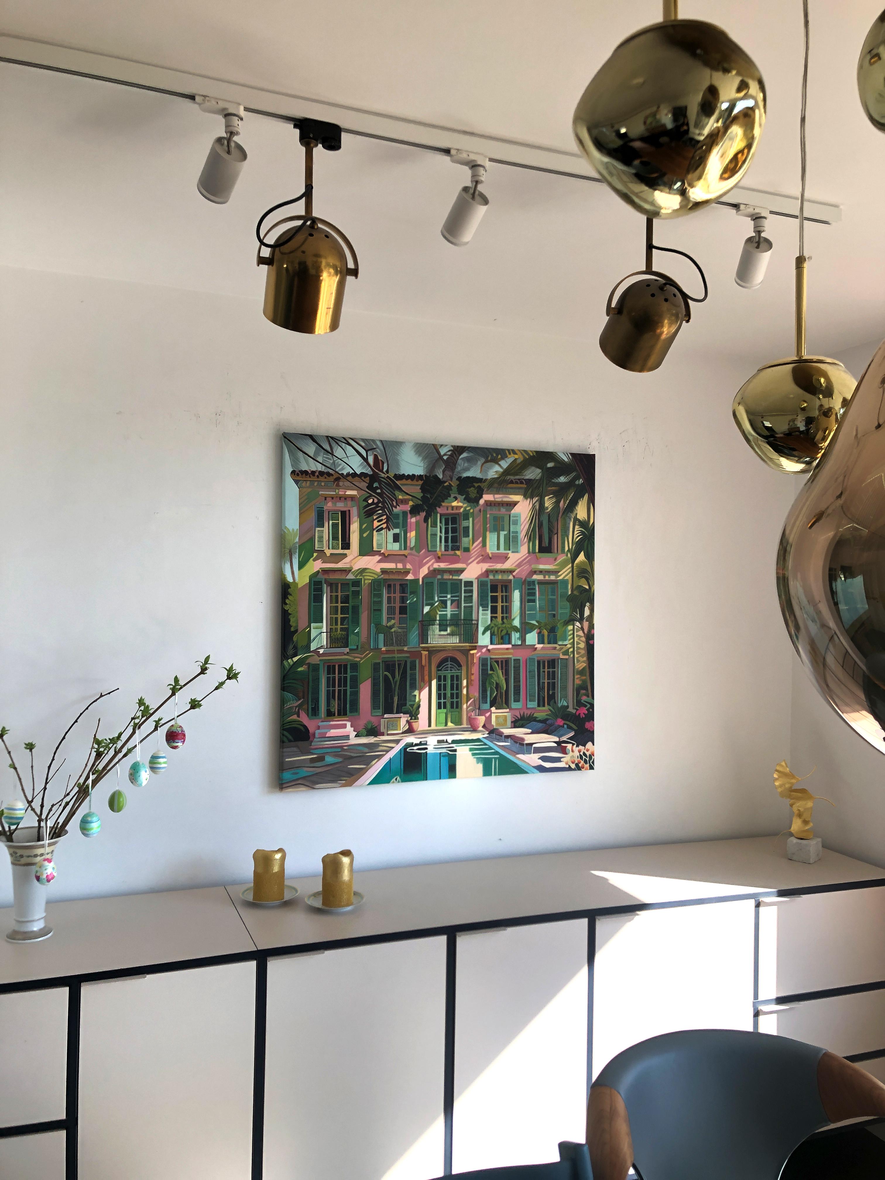 The Light between Us - Contemporary Architecture Pool House Oil Painting 8