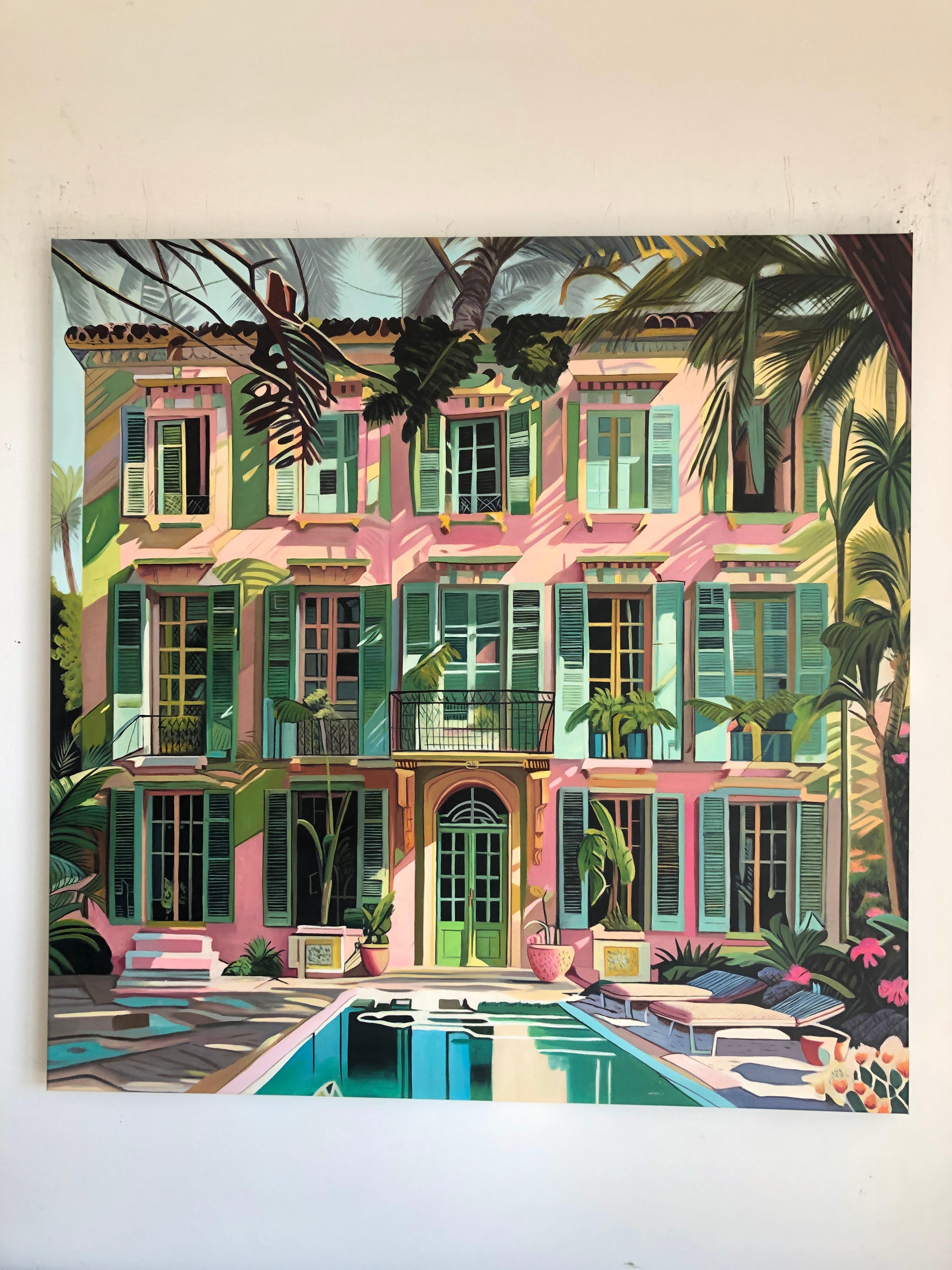 The Light between Us - Contemporary Architecture Pool House Oil Painting 11