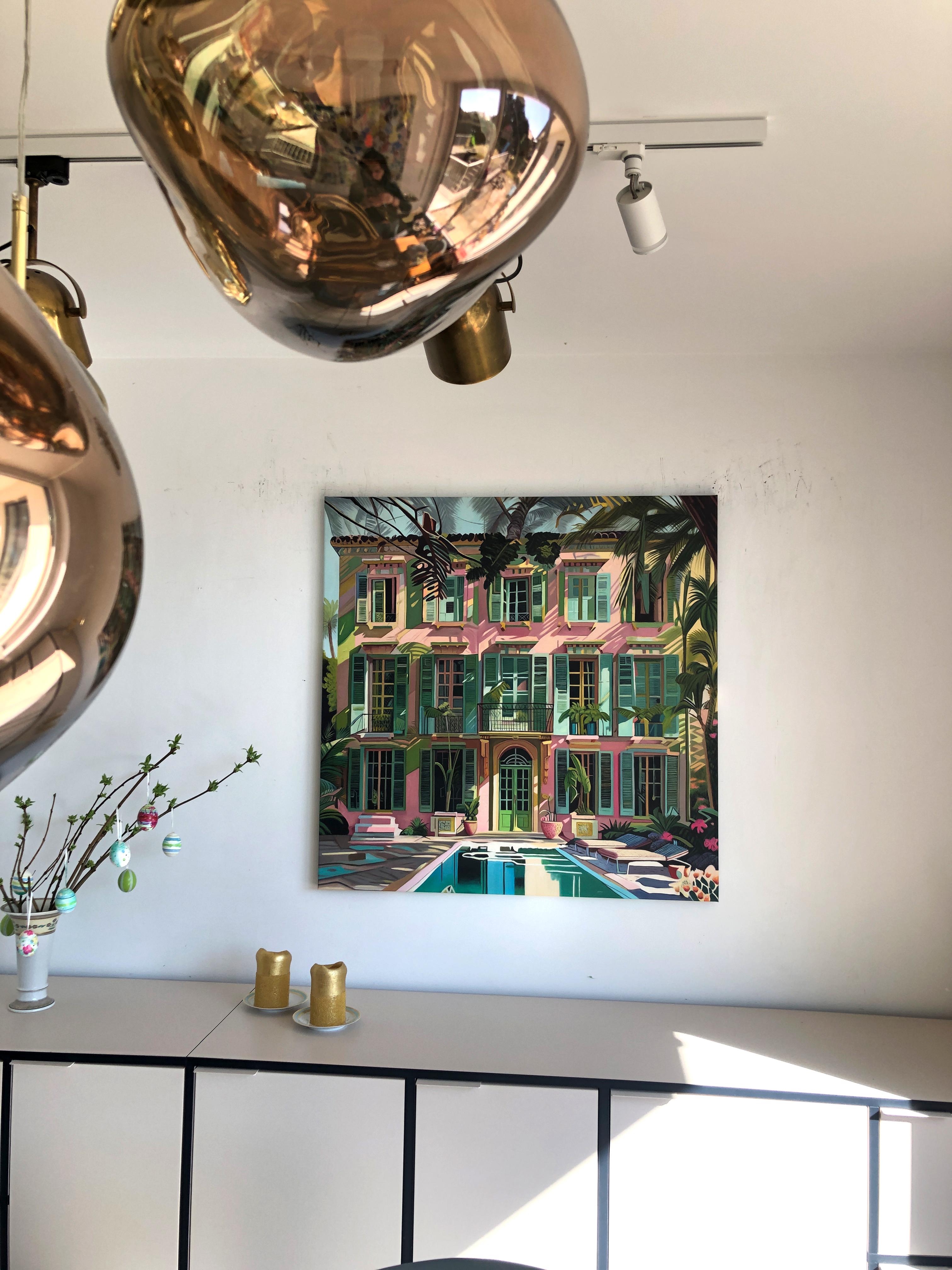 The Light between Us - Contemporary Architecture Pool House Oil Painting 12