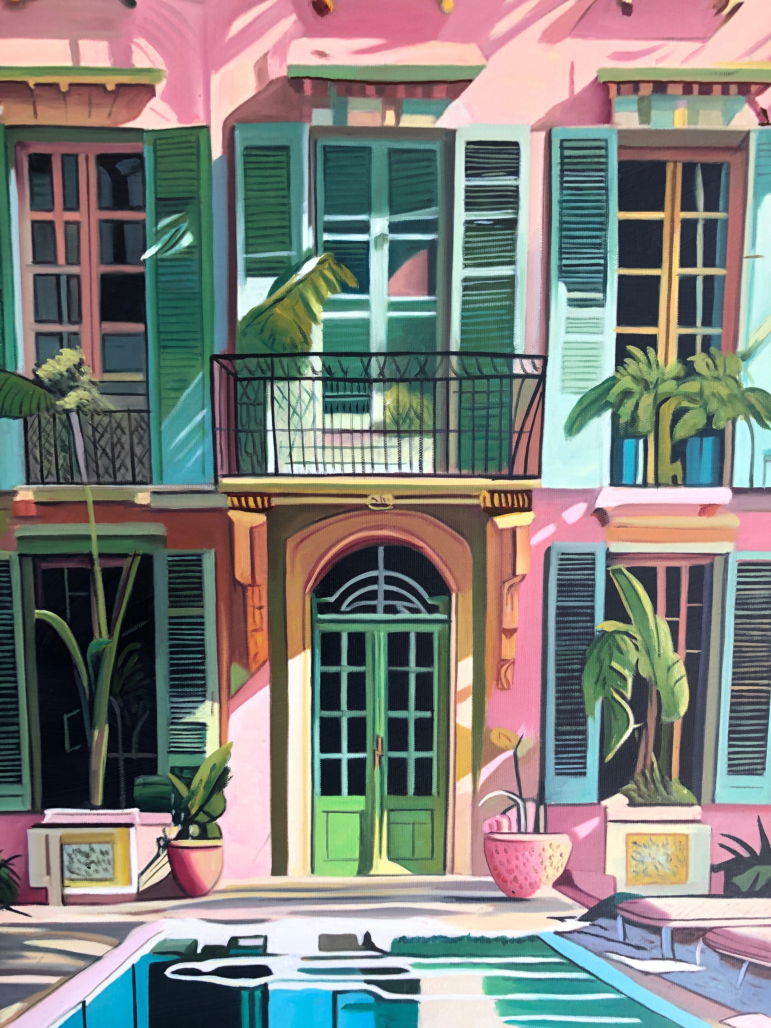 The Light between Us - Contemporary Architecture Pool House Oil Painting 13