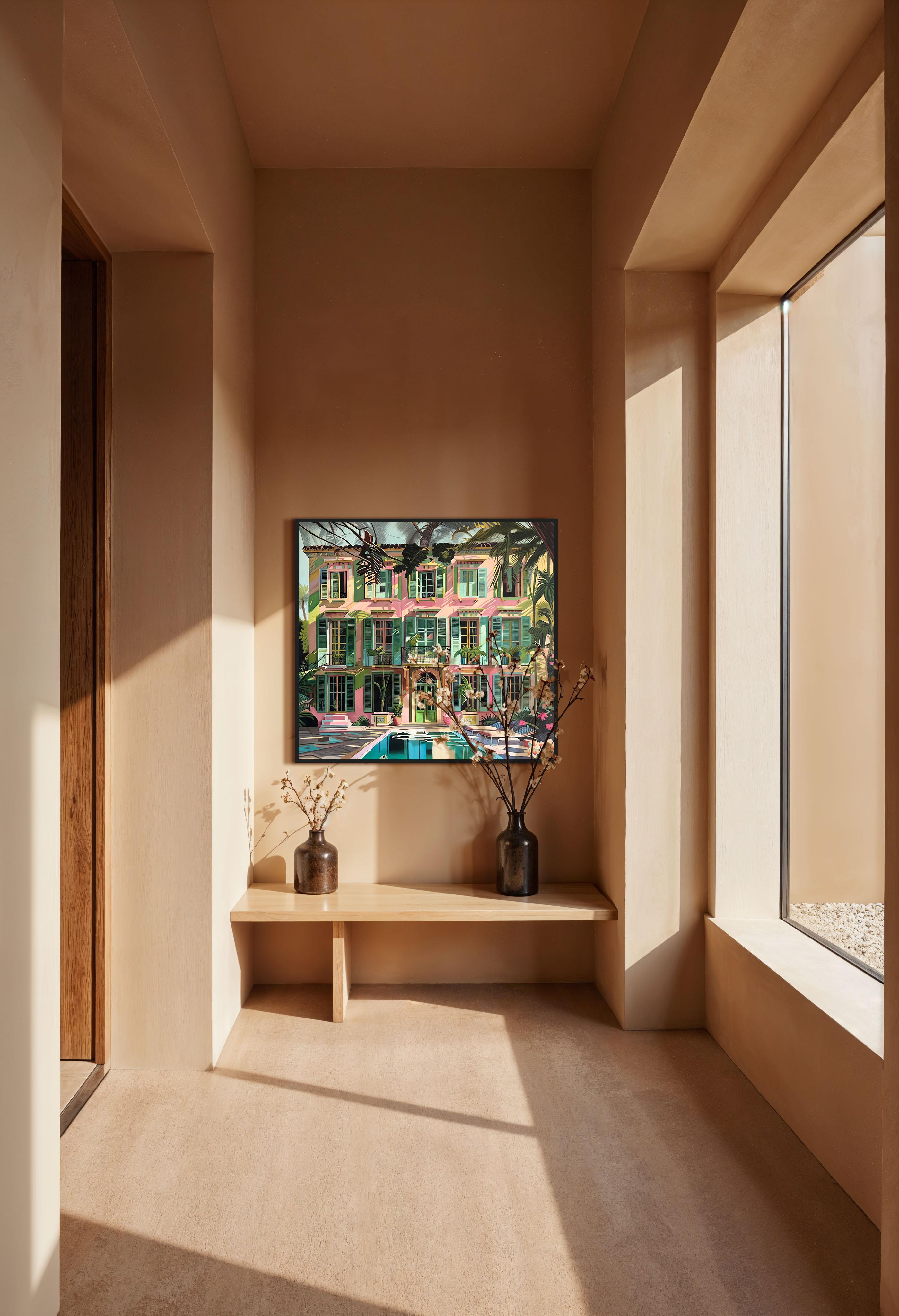 The Light between Us - Contemporary Architecture Pool House Oil Painting 14