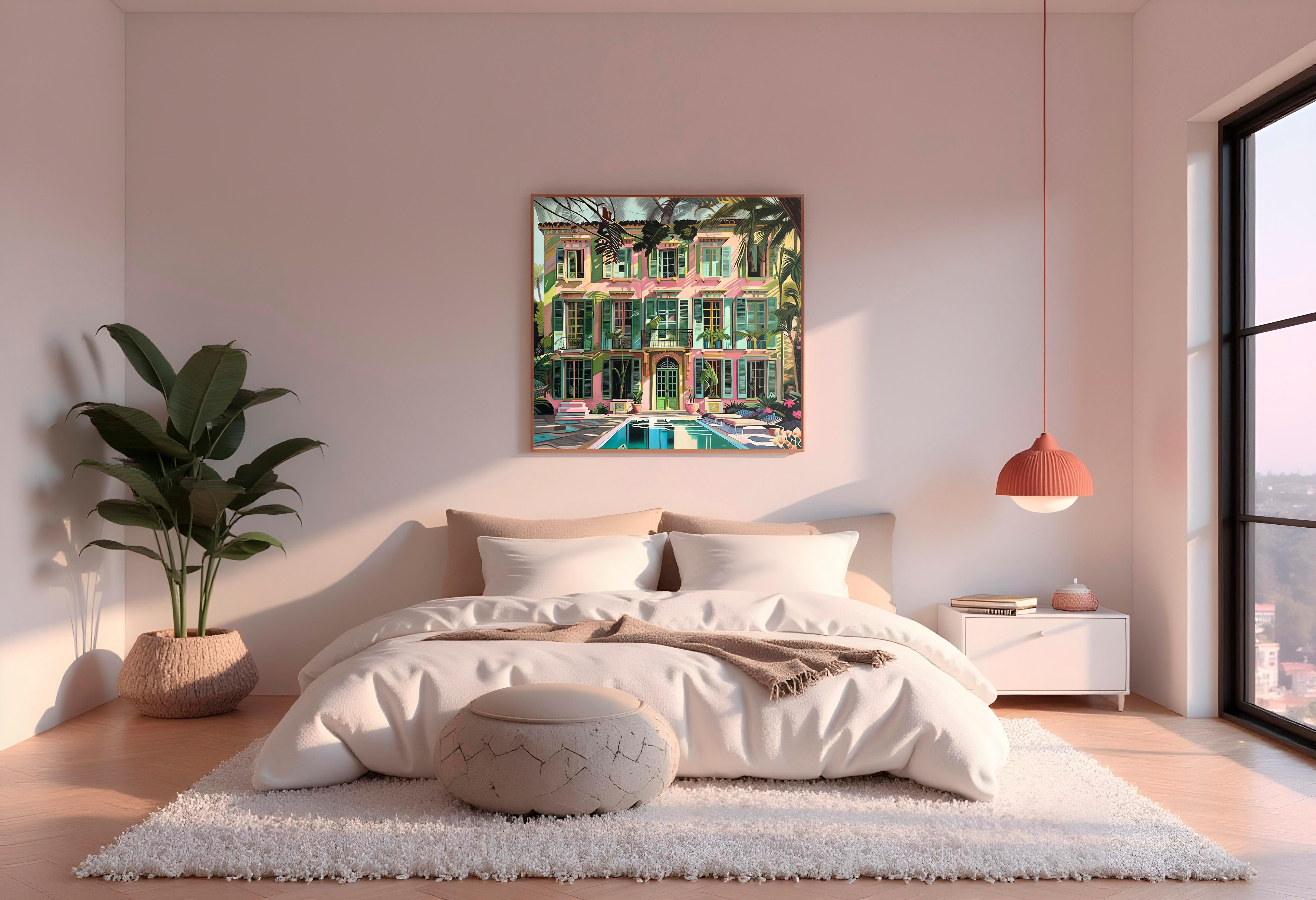 The Light between Us - Contemporary Architecture Pool House Oil Painting 1