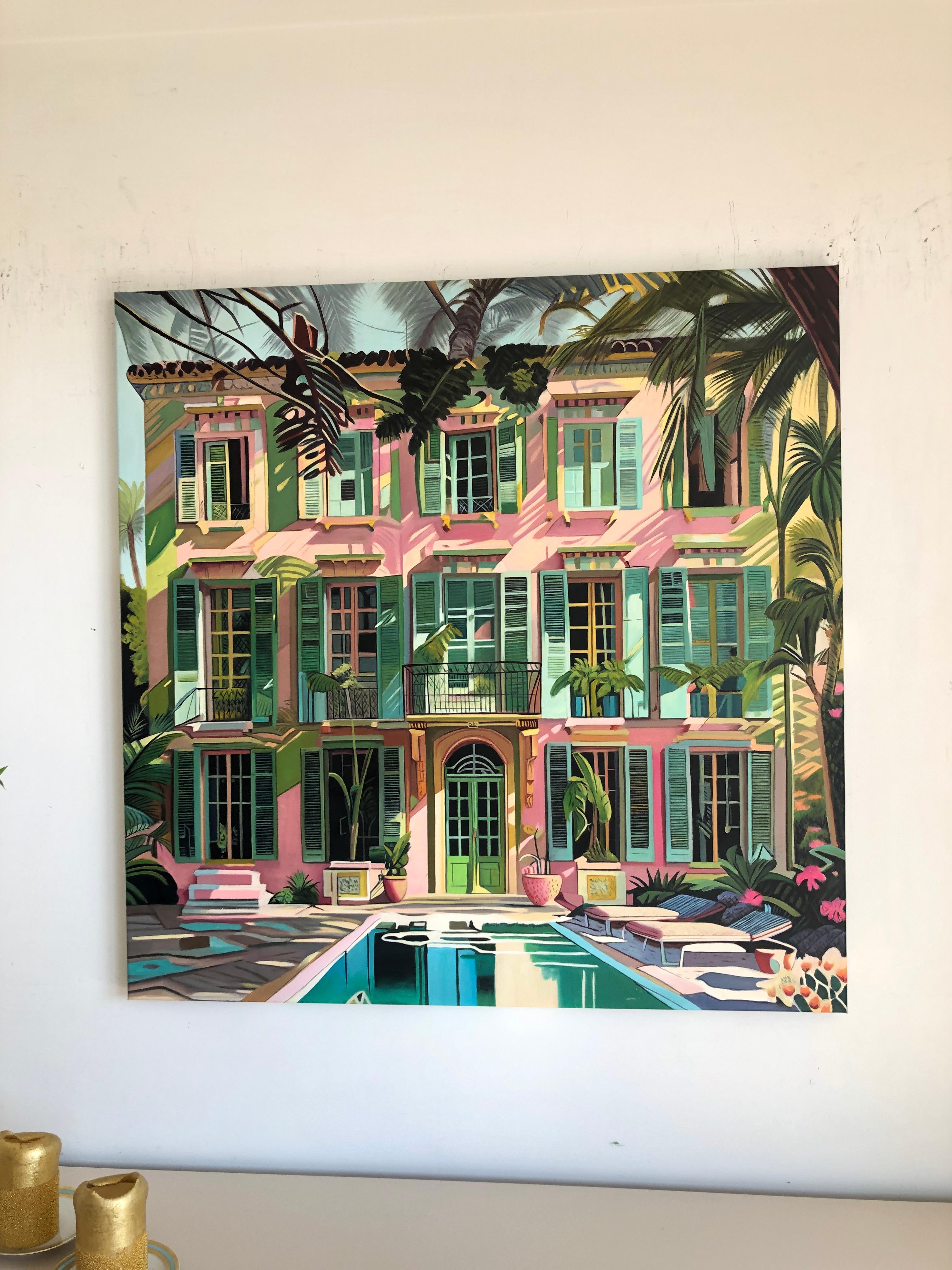 The Light between Us - Contemporary Architecture Pool House Oil Painting 2
