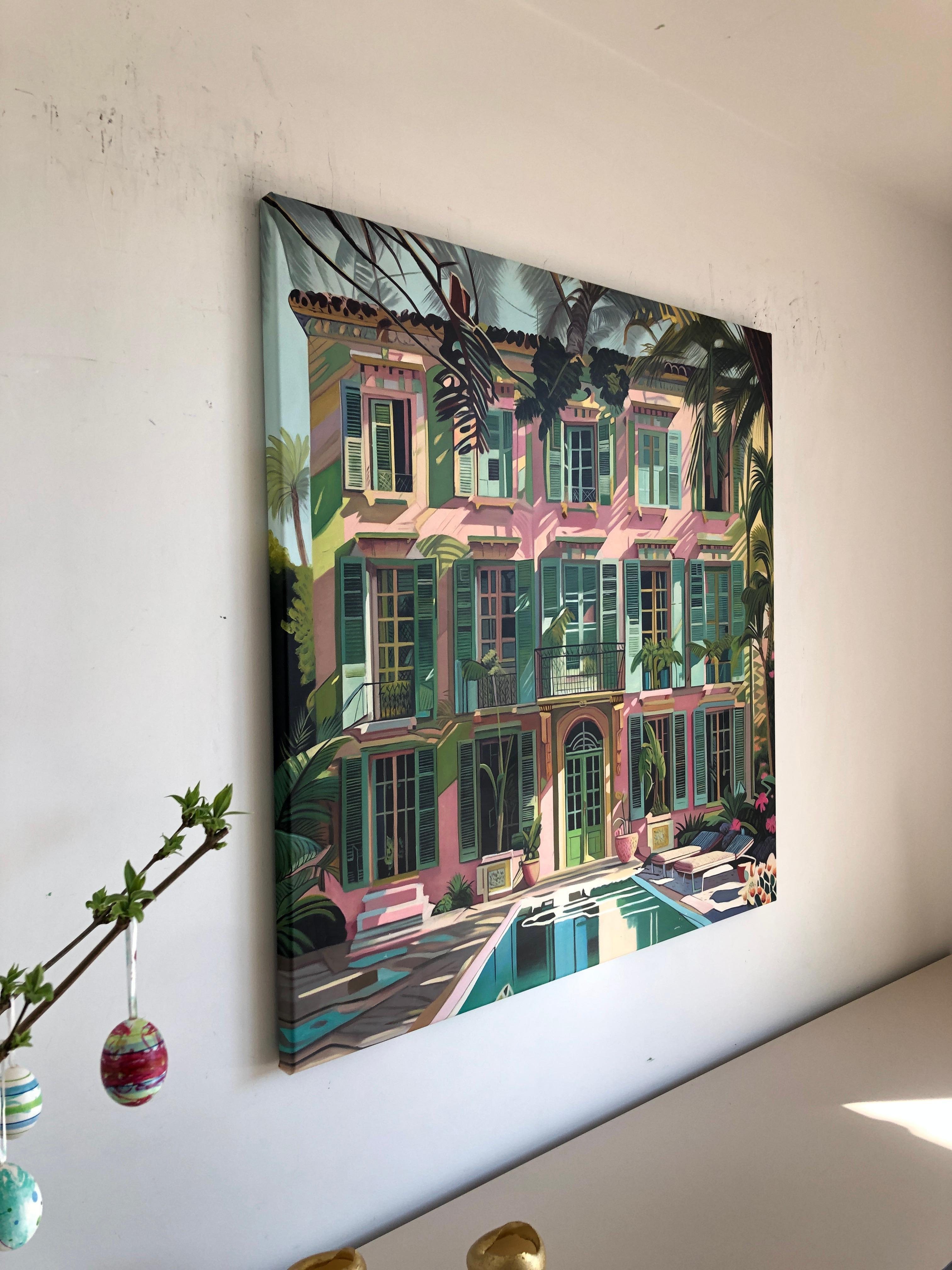The Light between Us - Contemporary Architecture Pool House Oil Painting 3