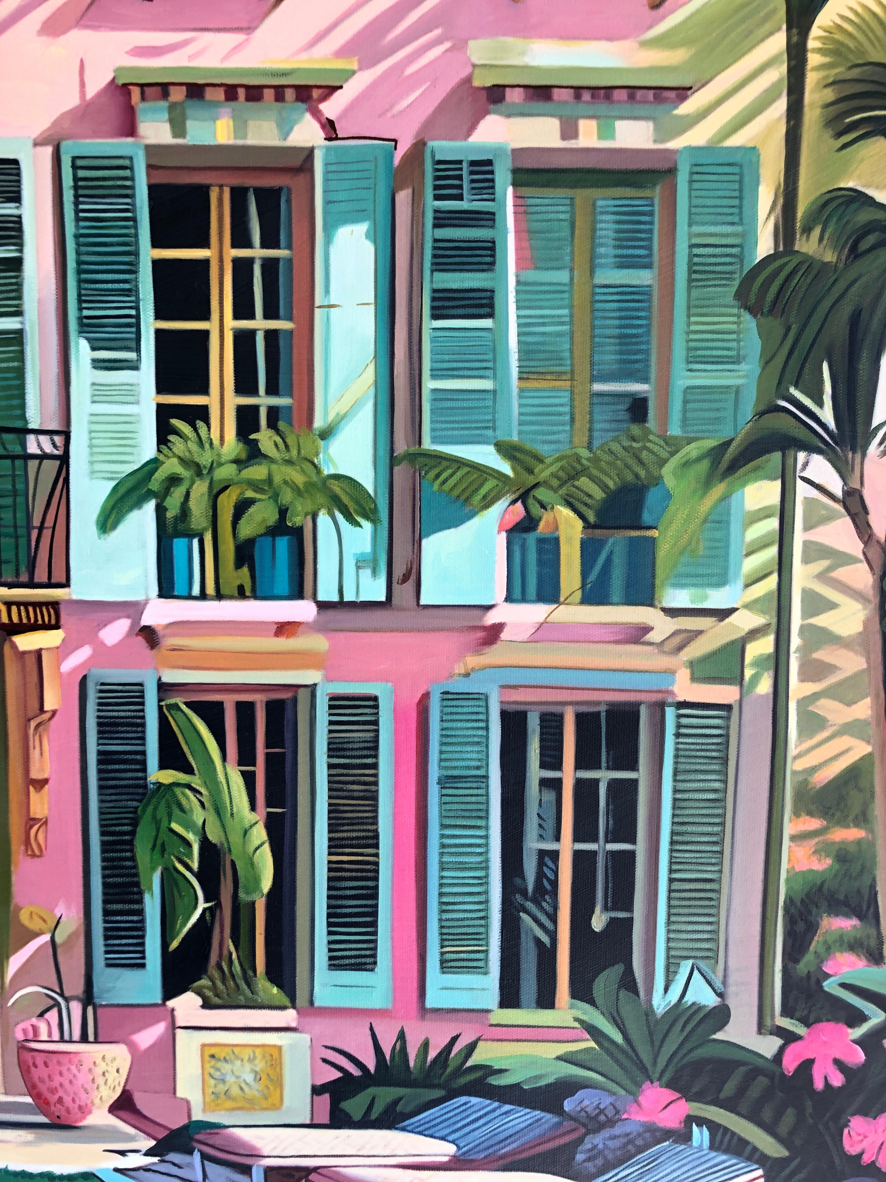 The Light between Us - Contemporary Architecture Pool House Oil Painting 4