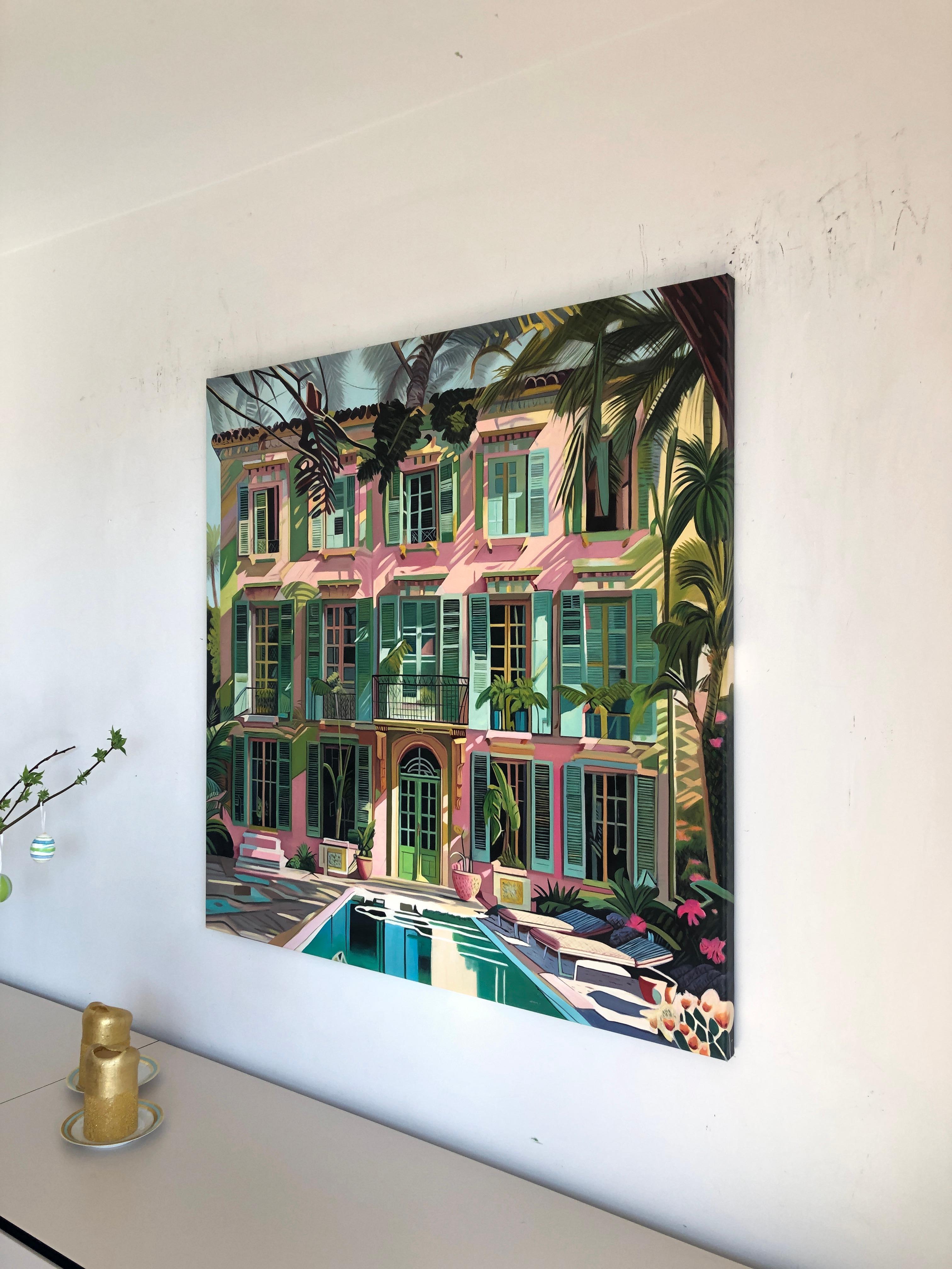 The Light between Us - Contemporary Architecture Pool House Oil Painting 5