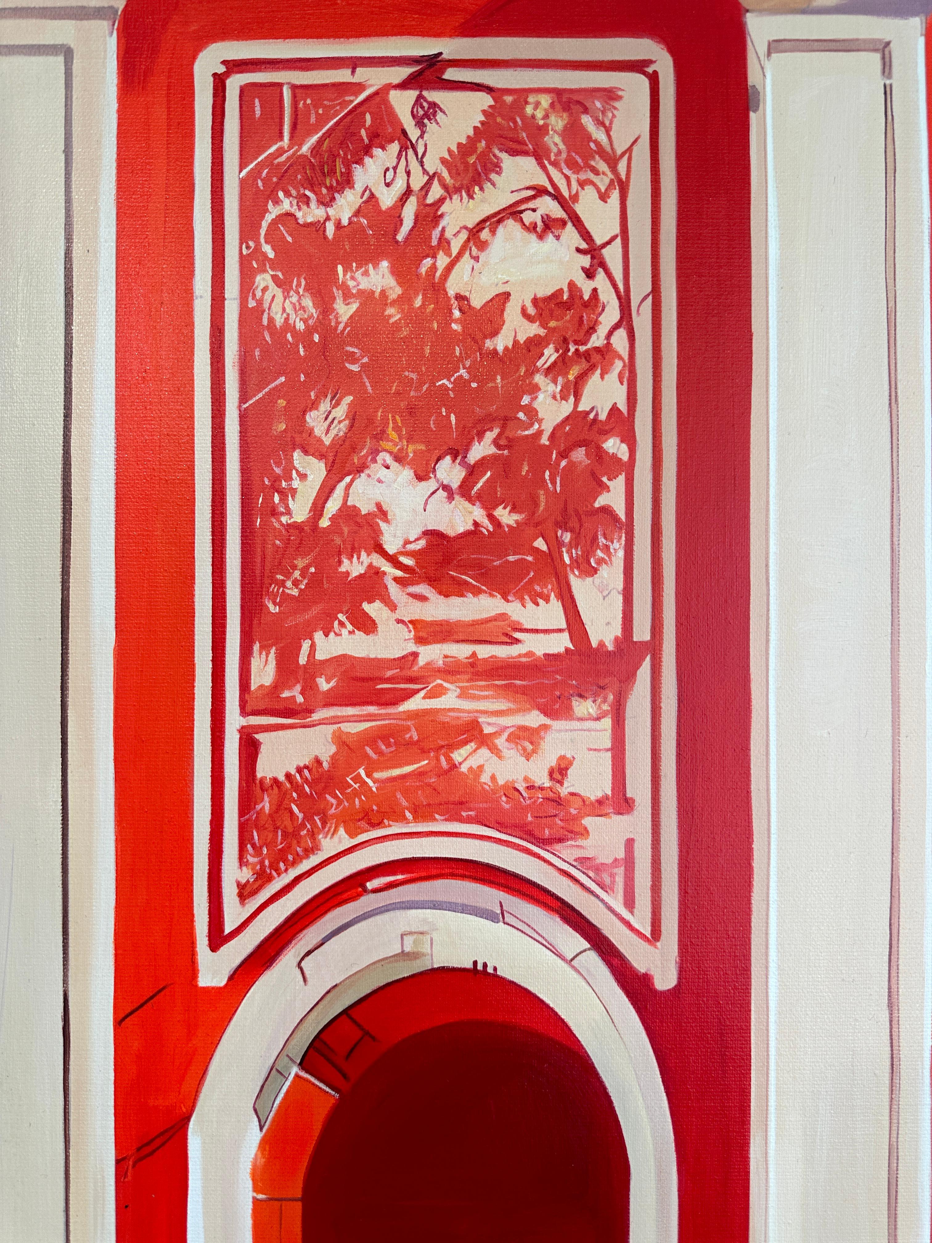 The red Carpet Treatment von Lilly Muth - Zeitgenössische Architektur Ölgemälde im Angebot 10