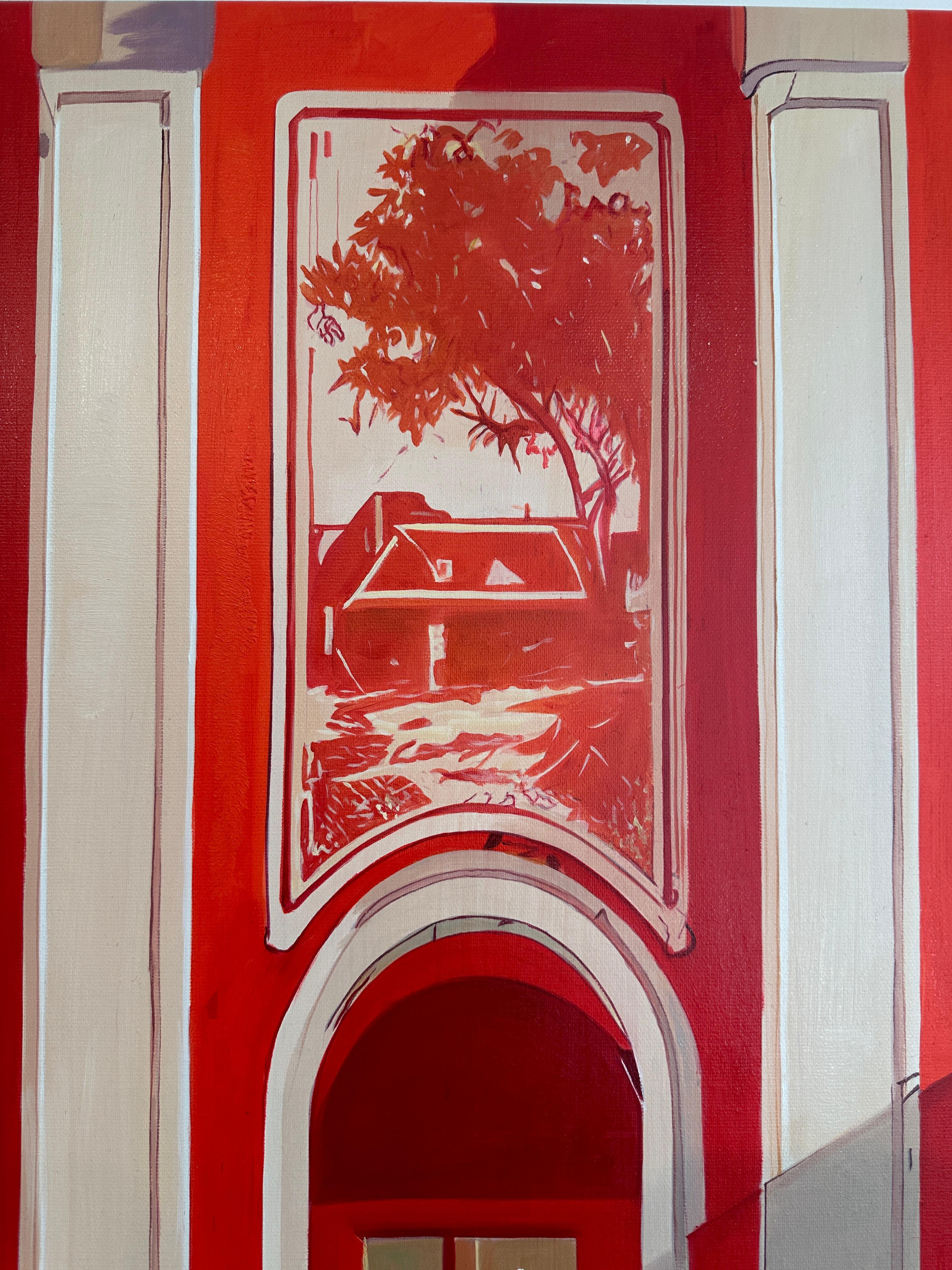 The red Carpet Treatment von Lilly Muth - Zeitgenössische Architektur Ölgemälde im Angebot 8