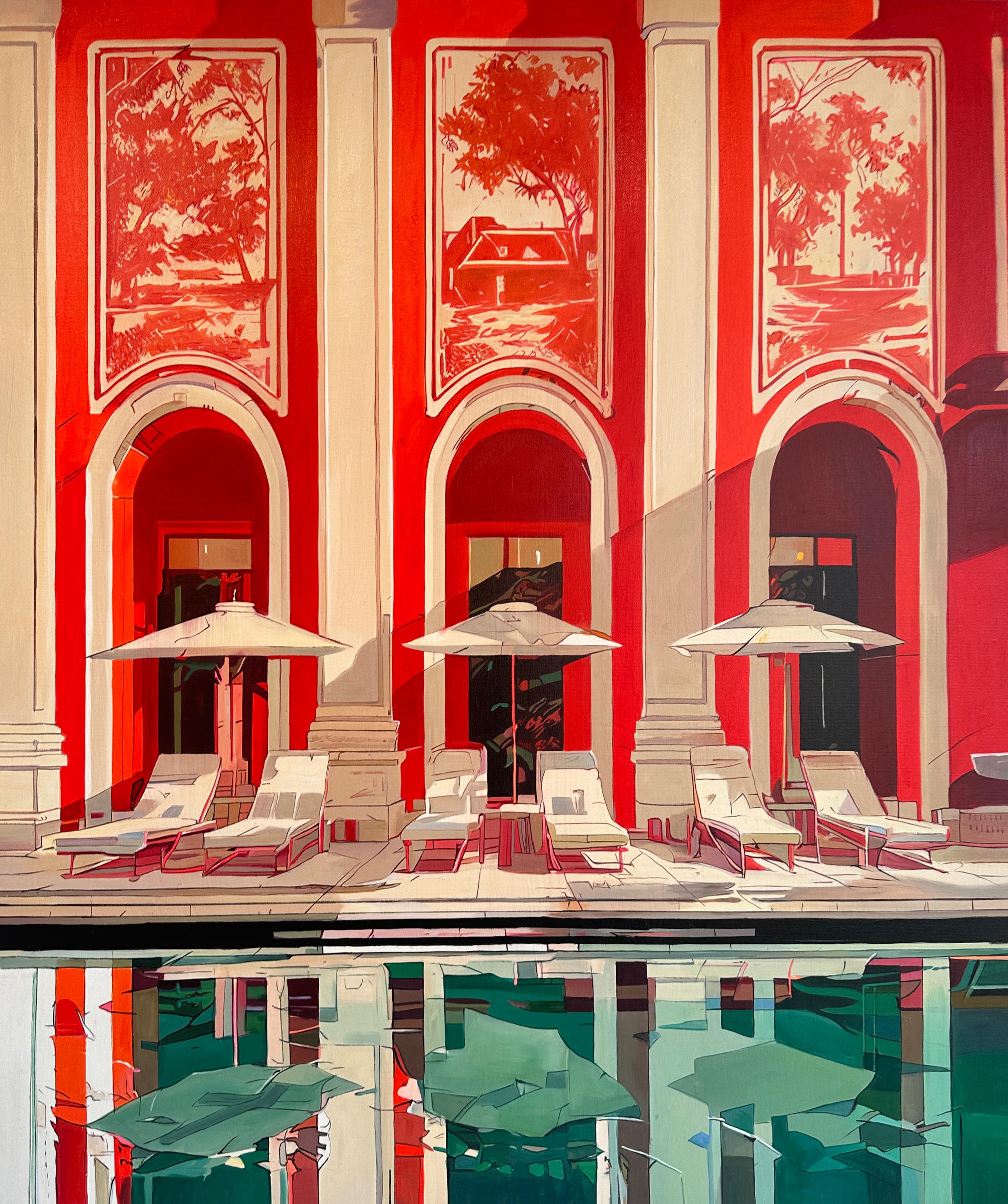 Lilly Muth's architectural paintings transport viewers on a visual journey to a different world, where imagination knows no bounds and the boundaries between reality and fantasy blur into a mesmerizing tapestry of color, form, and emotion.
The