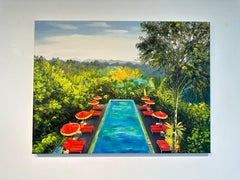 Time Out by Lilly Muth - Contemporary Architecture Villa Oil Painting