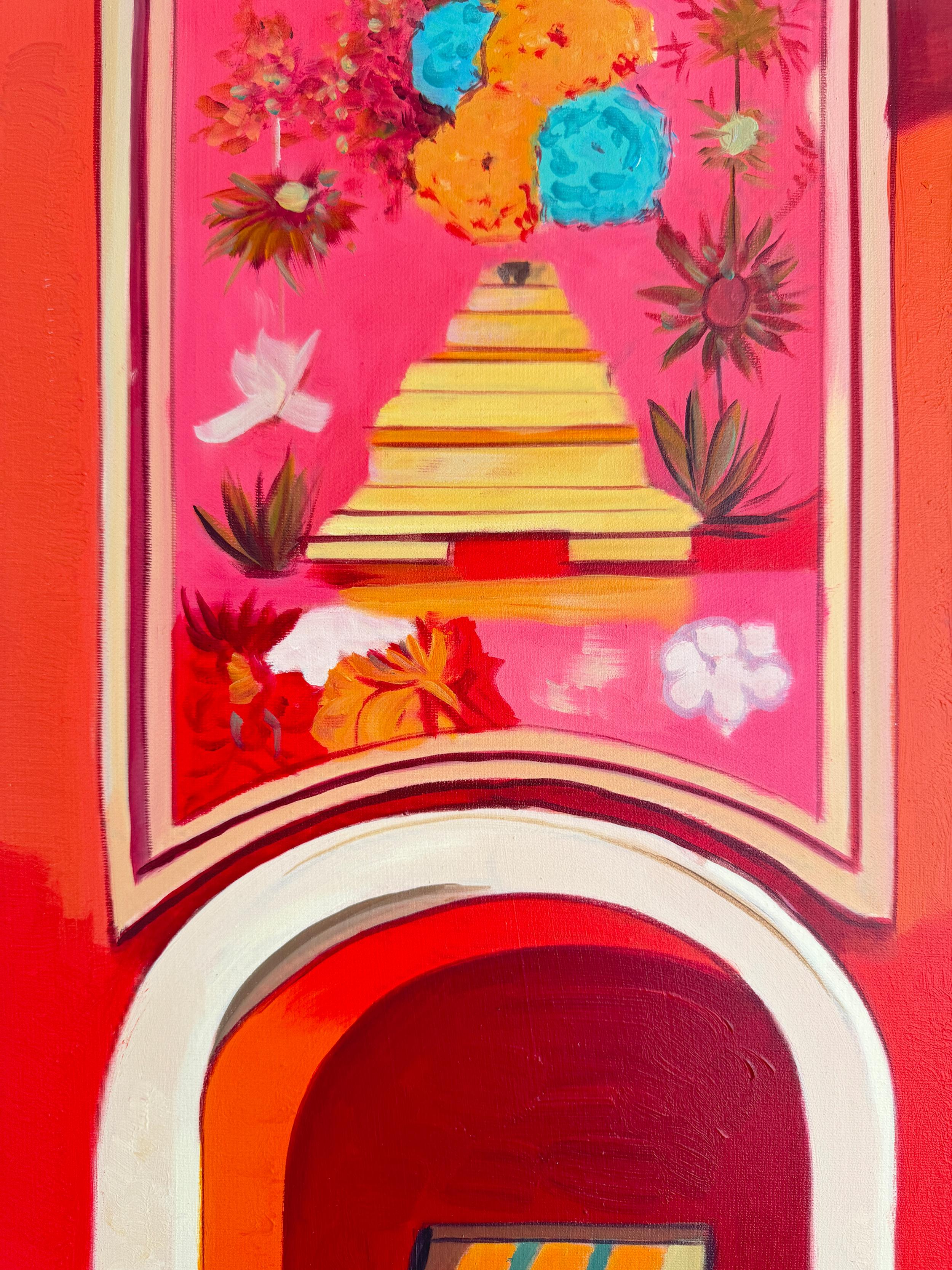 Le temps de se détendre - Architecture contemporaine Pool House Peinture à l'huile en vente 7