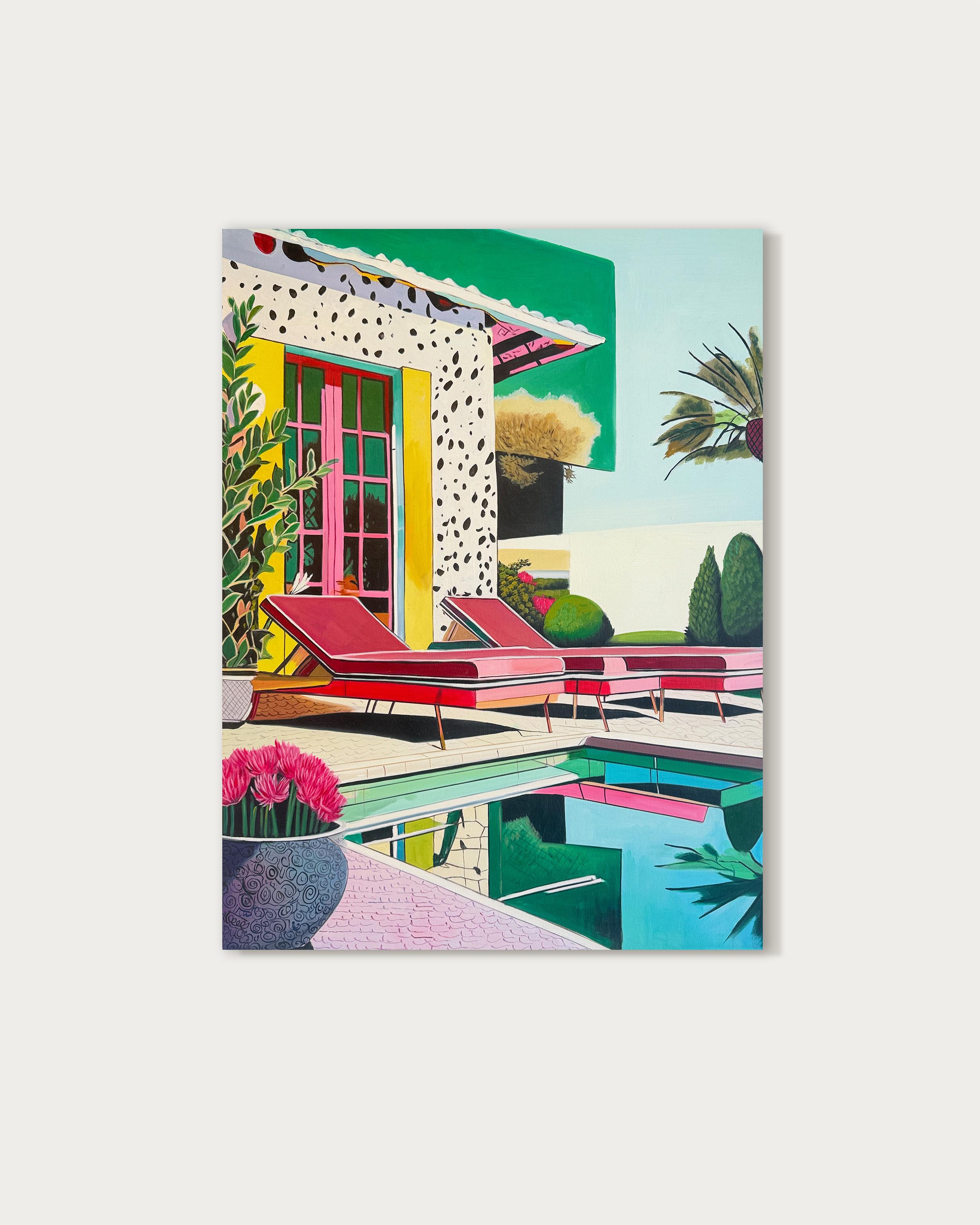 Gemeinsam für den Moment - Zeitgenössische Architektur Poolhaus Ölgemälde – Painting von Lilly Muth
