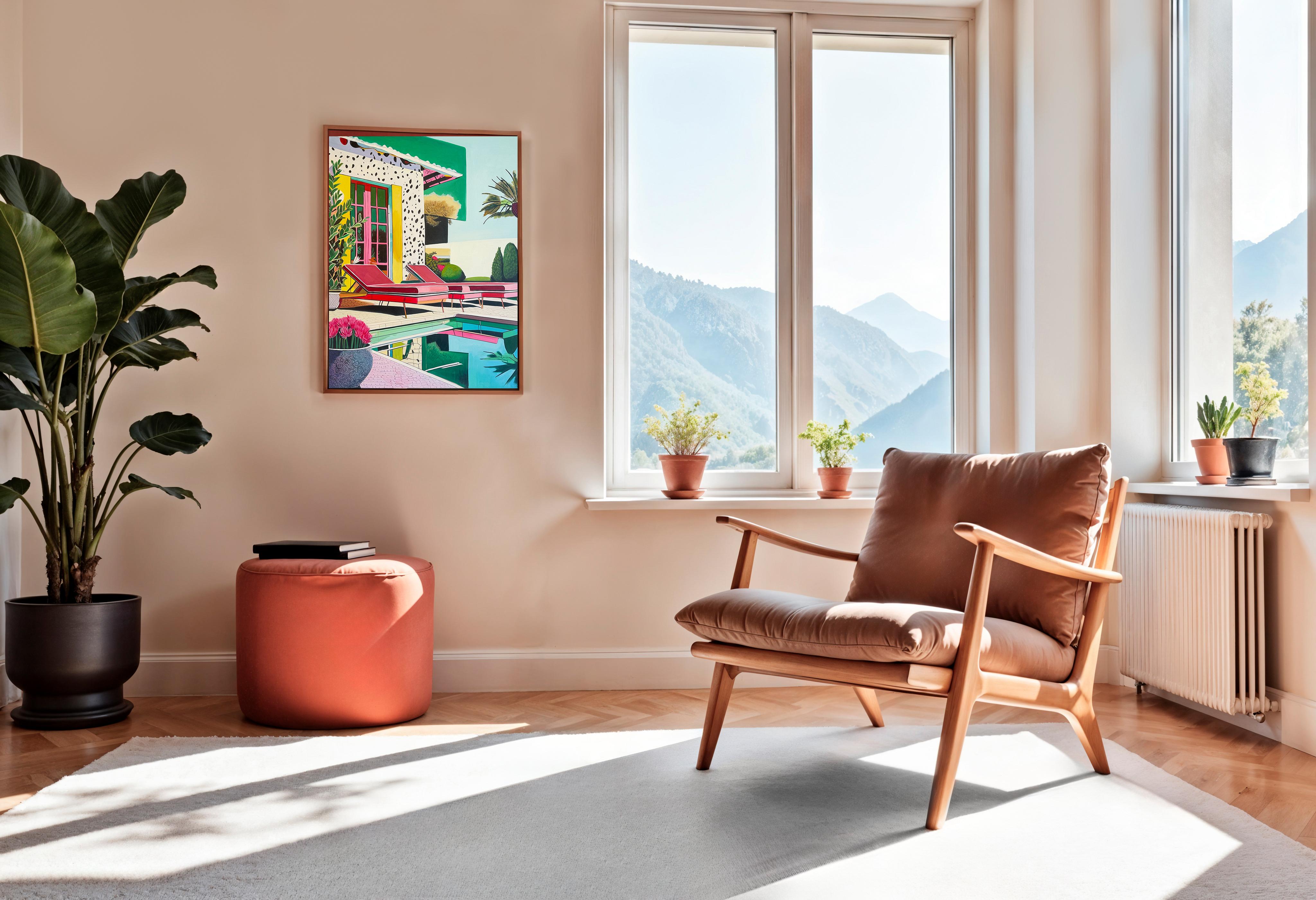 Gemeinsam für den Moment - Zeitgenössische Architektur Poolhaus Ölgemälde im Angebot 5