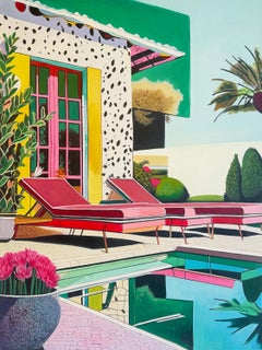 Gemeinsam für den Moment - Zeitgenössische Architektur Poolhaus Ölgemälde