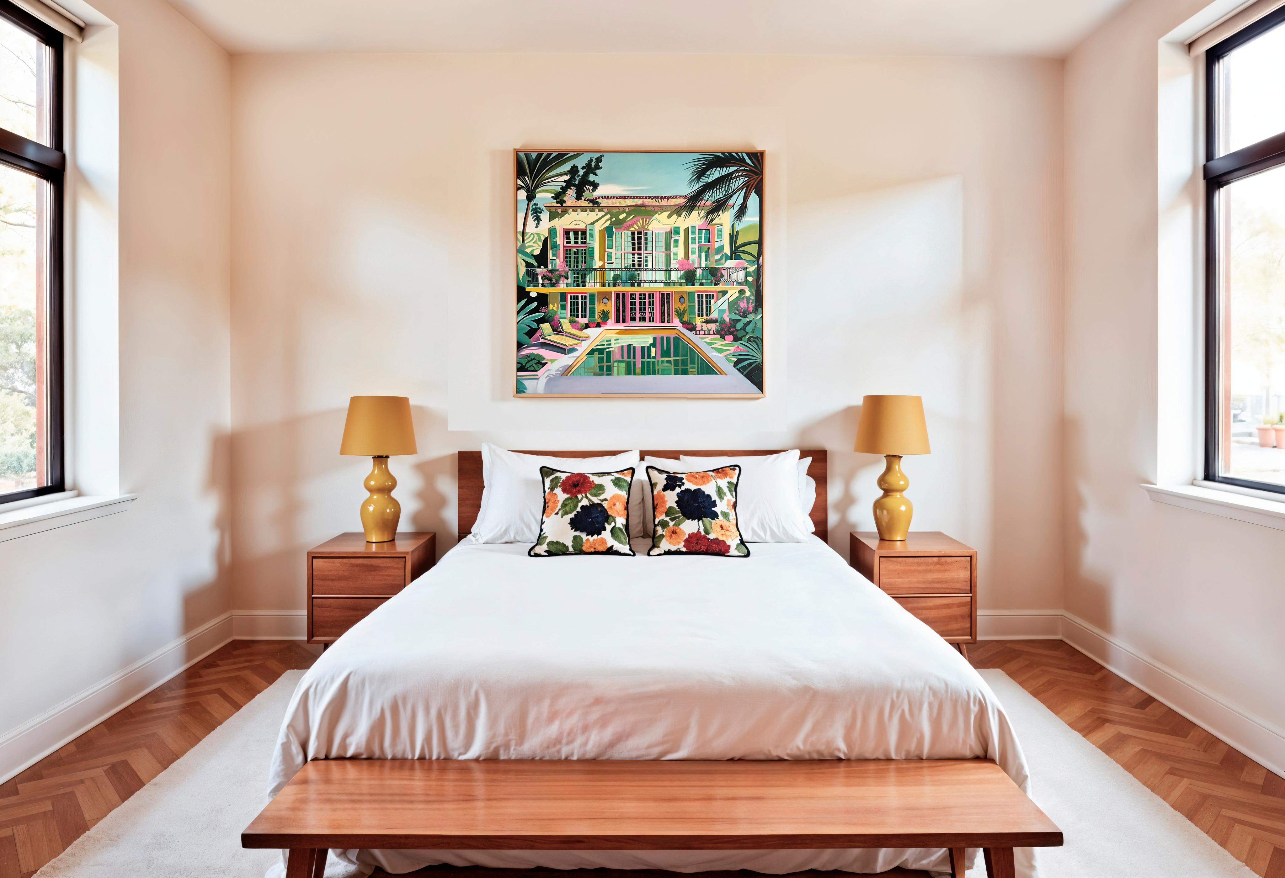 Unchartered Waters of Love - Contemporary Architecture Pool House Oil Painting For Sale 12