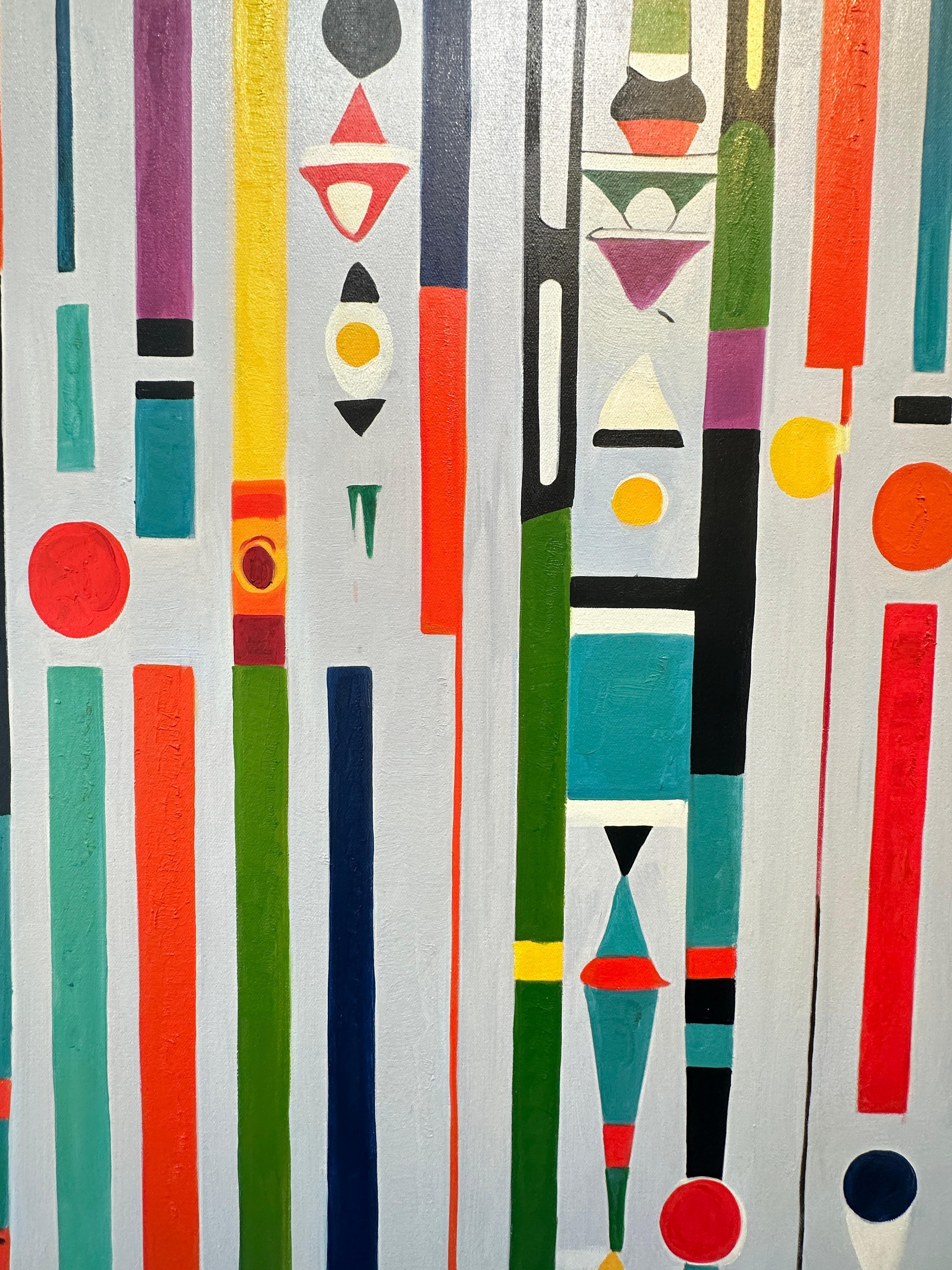 Inaspettatamente gentile - Astrazione geometrica contemporanea - Pittura ad olio in vendita 7