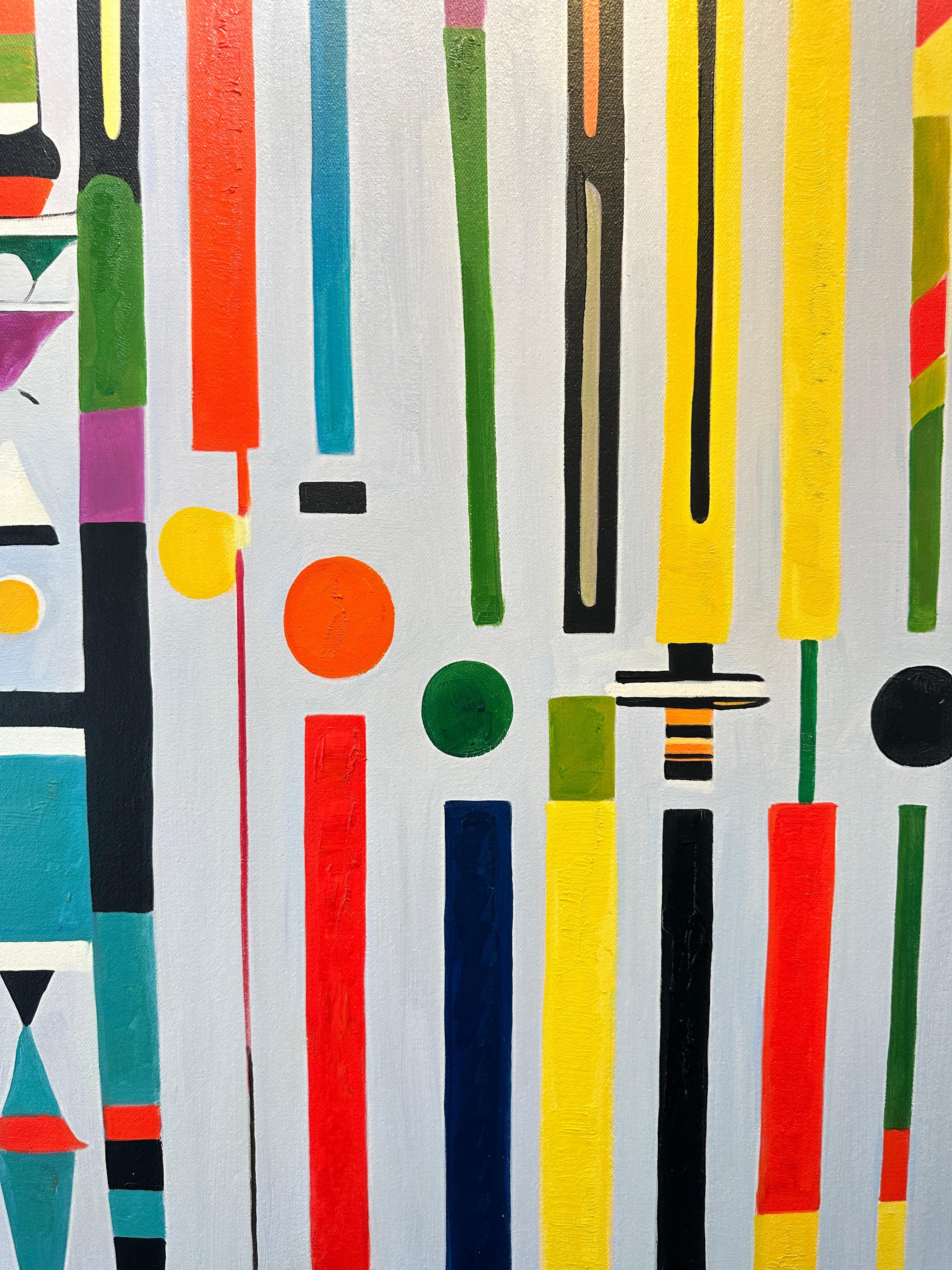 Le astrazioni geometriche di The Lilly Muth sono opere colorate e piene di figure che riguardano lo spazio come la distanza, la forma, la dimensione e la posizione relativa delle figure. Il suo uso del colore è audace ma contemporaneo e le sue opere