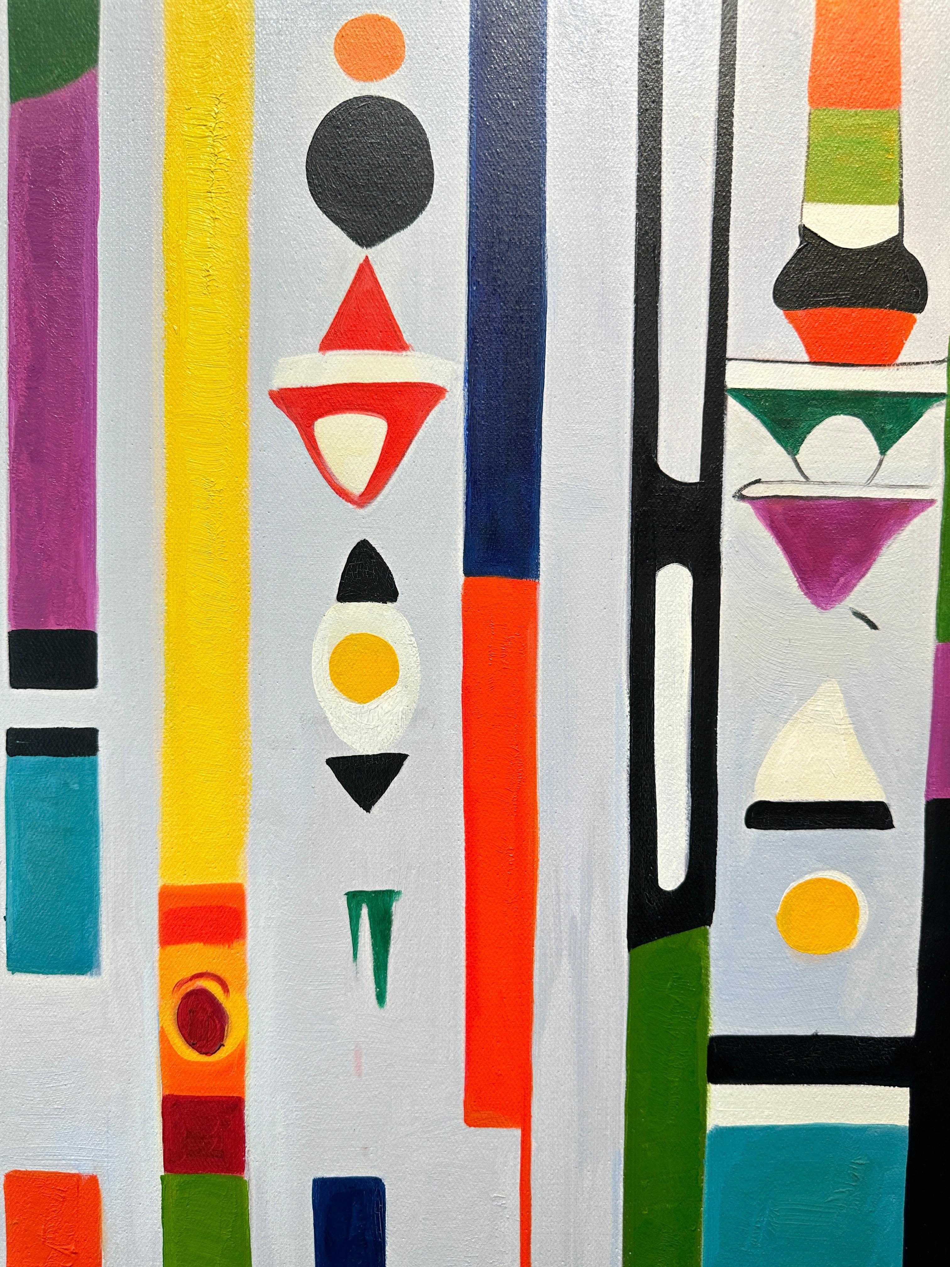 Inaspettatamente gentile - Astrazione geometrica contemporanea - Pittura ad olio in vendita 2