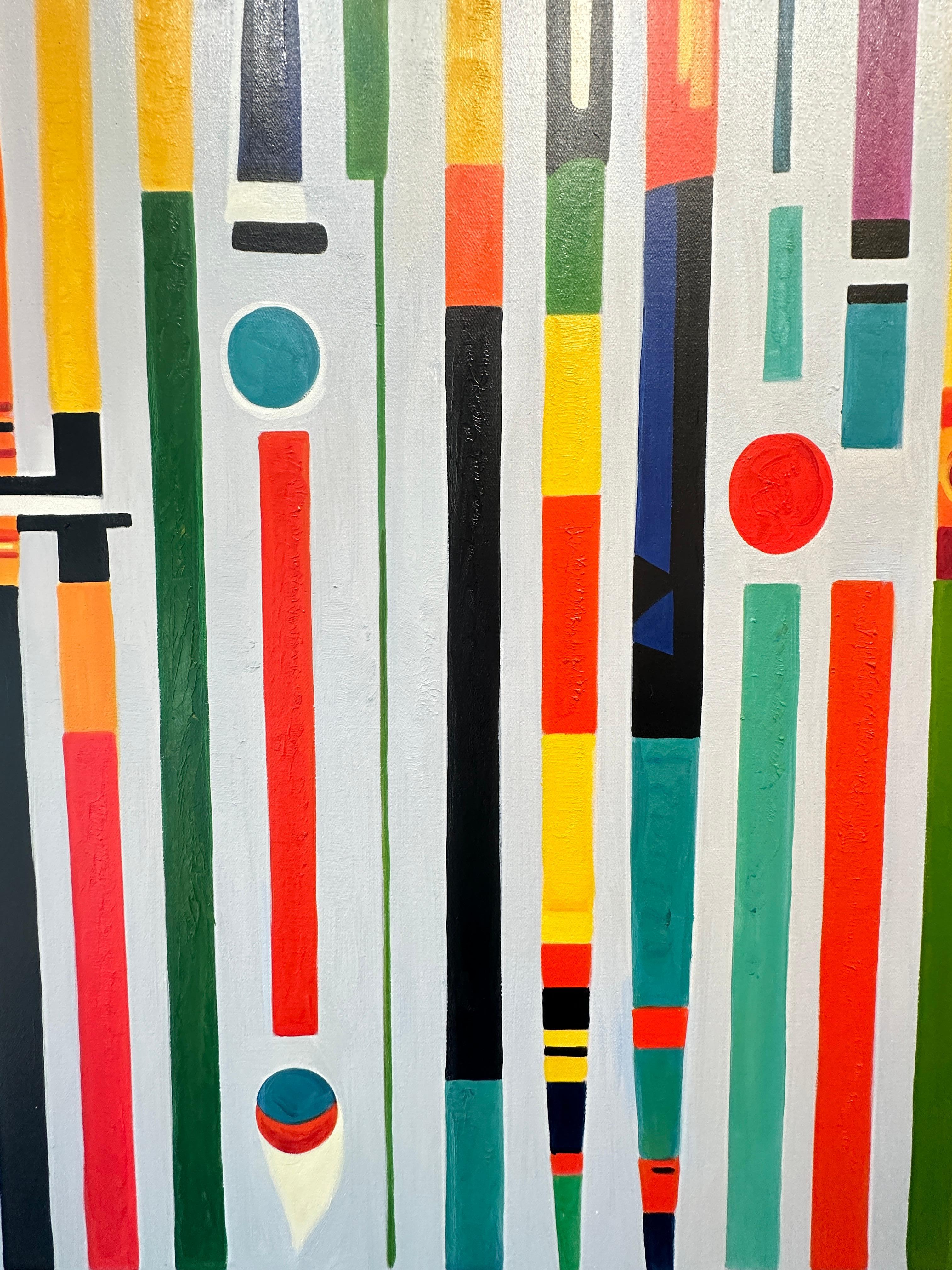 Inaspettatamente gentile - Astrazione geometrica contemporanea - Pittura ad olio in vendita 6