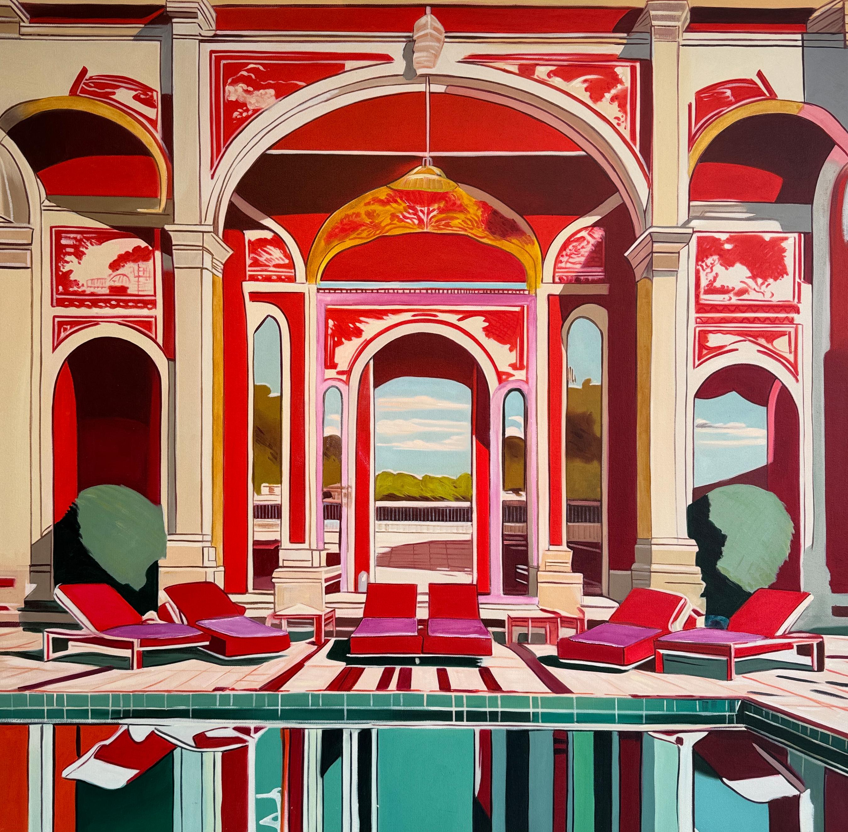 When the time slowed for us - Contemporary Architecture House Oil Painting