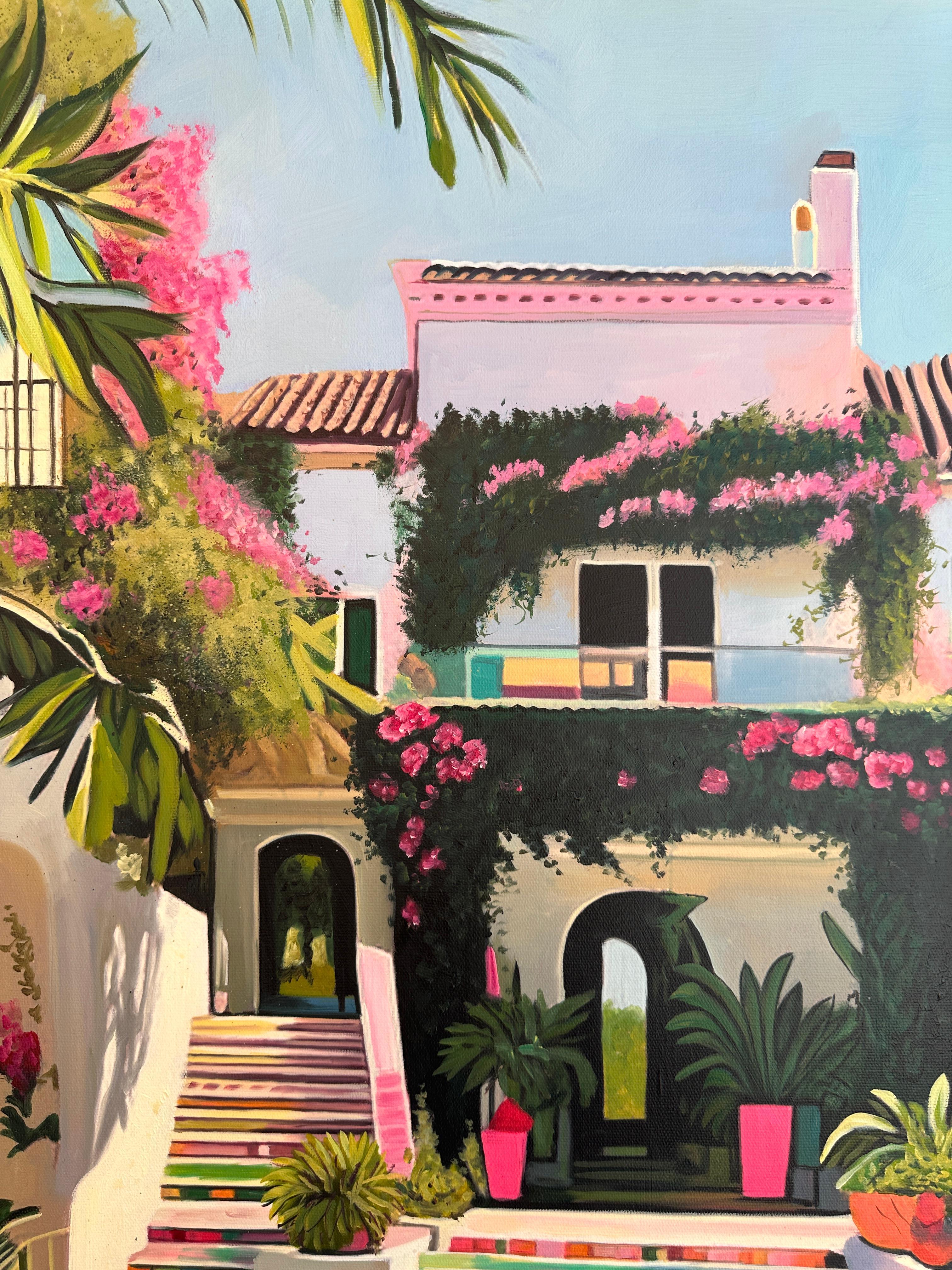 Cuando el tiempo se detiene - Arquitectura contemporánea Casa de la piscina Pintura al óleo en venta 7