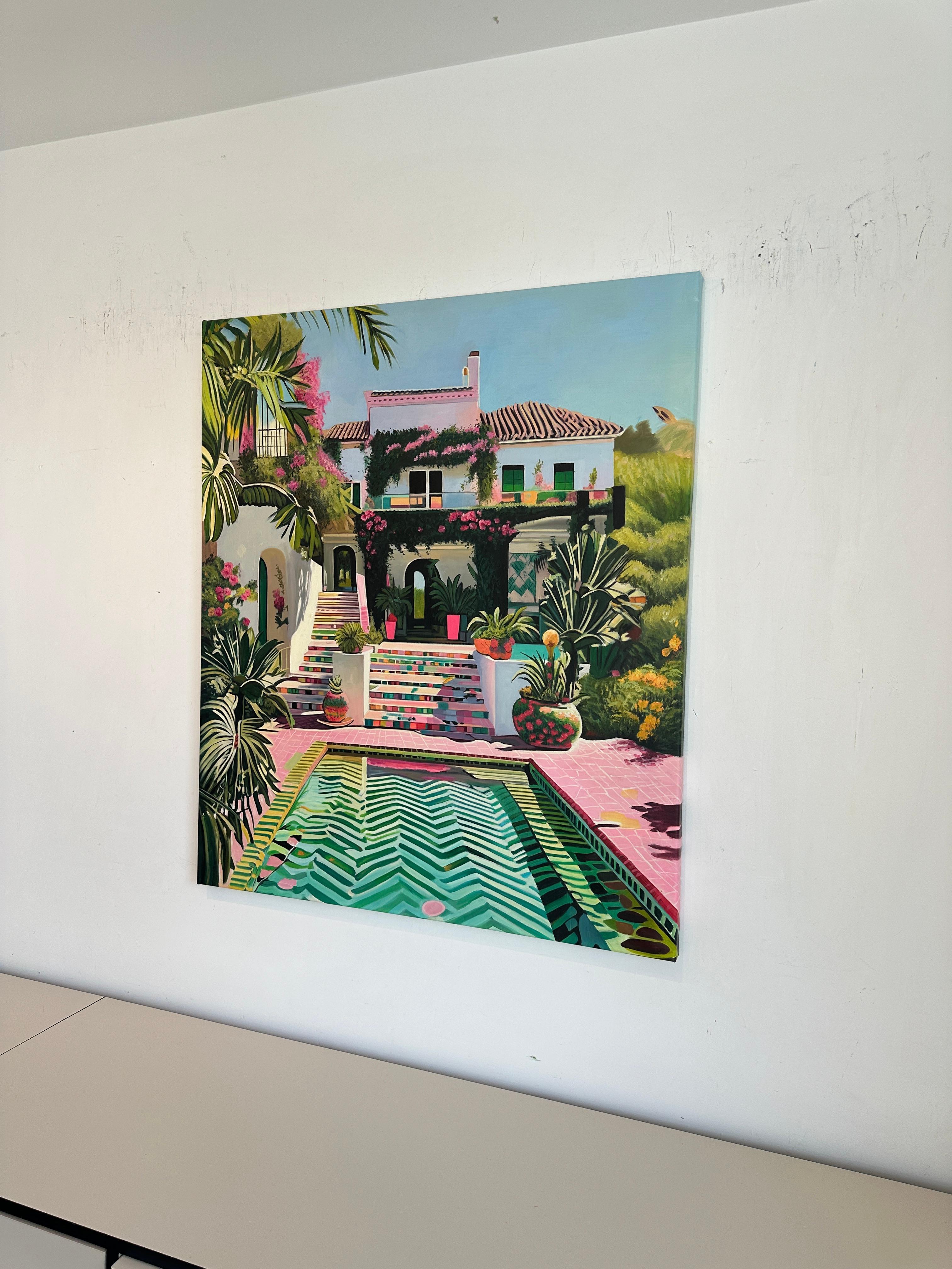 Cuando el tiempo se detiene - Arquitectura contemporánea Casa de la piscina Pintura al óleo en venta 8