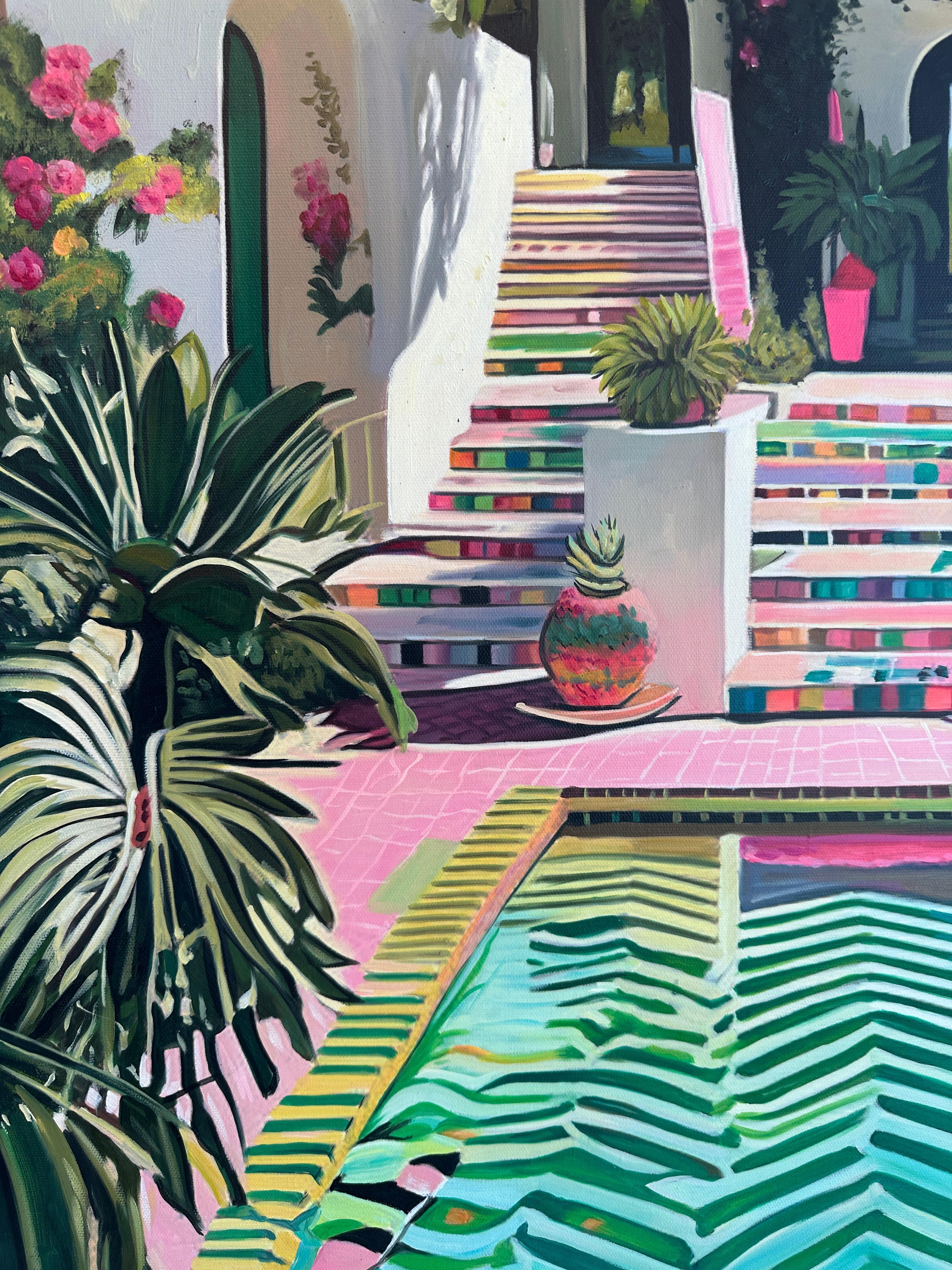 Cuando el tiempo se detiene - Arquitectura contemporánea Casa de la piscina Pintura al óleo en venta 9