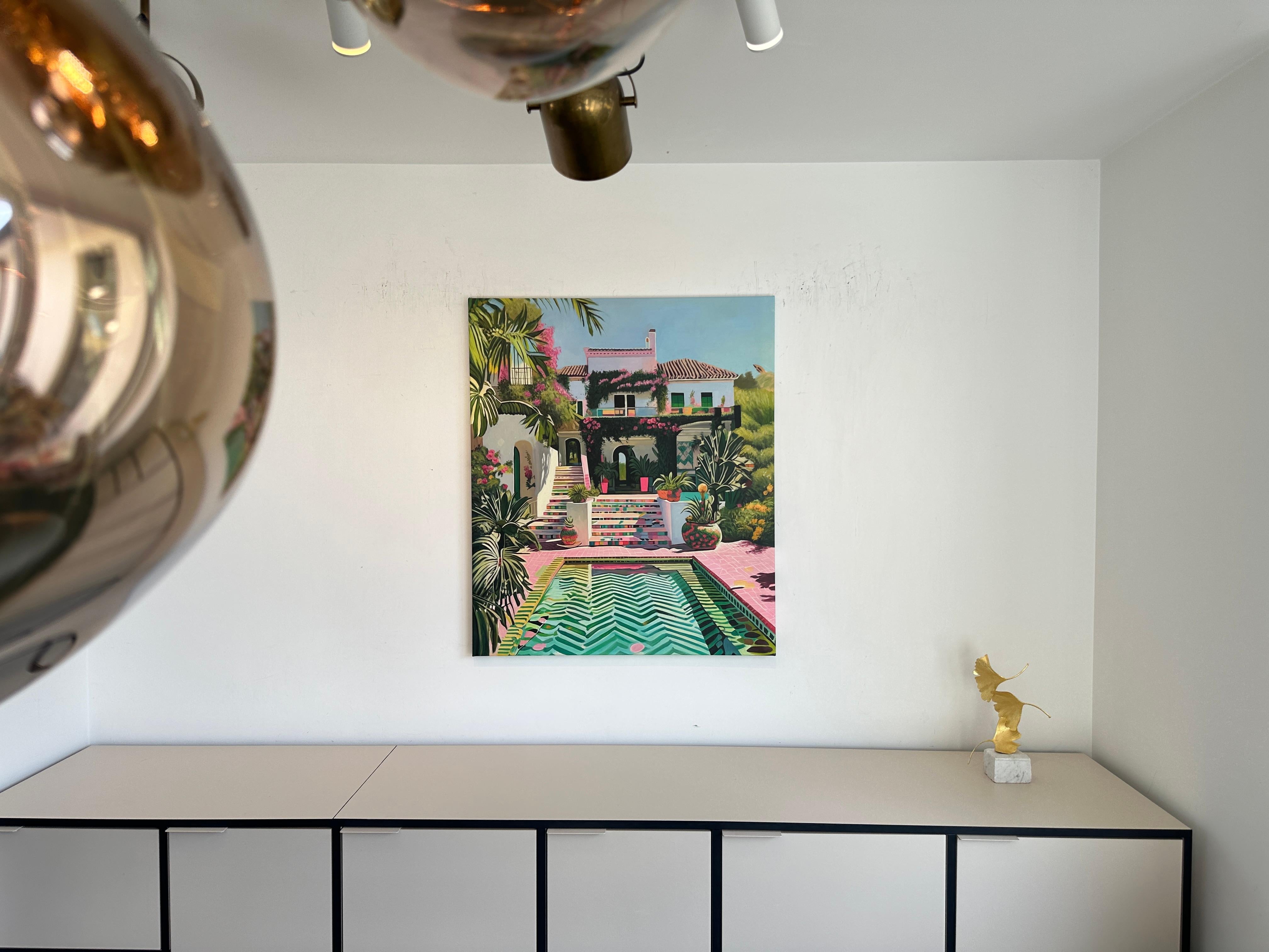 Cuando el tiempo se detiene - Arquitectura contemporánea Casa de la piscina Pintura al óleo en venta 10