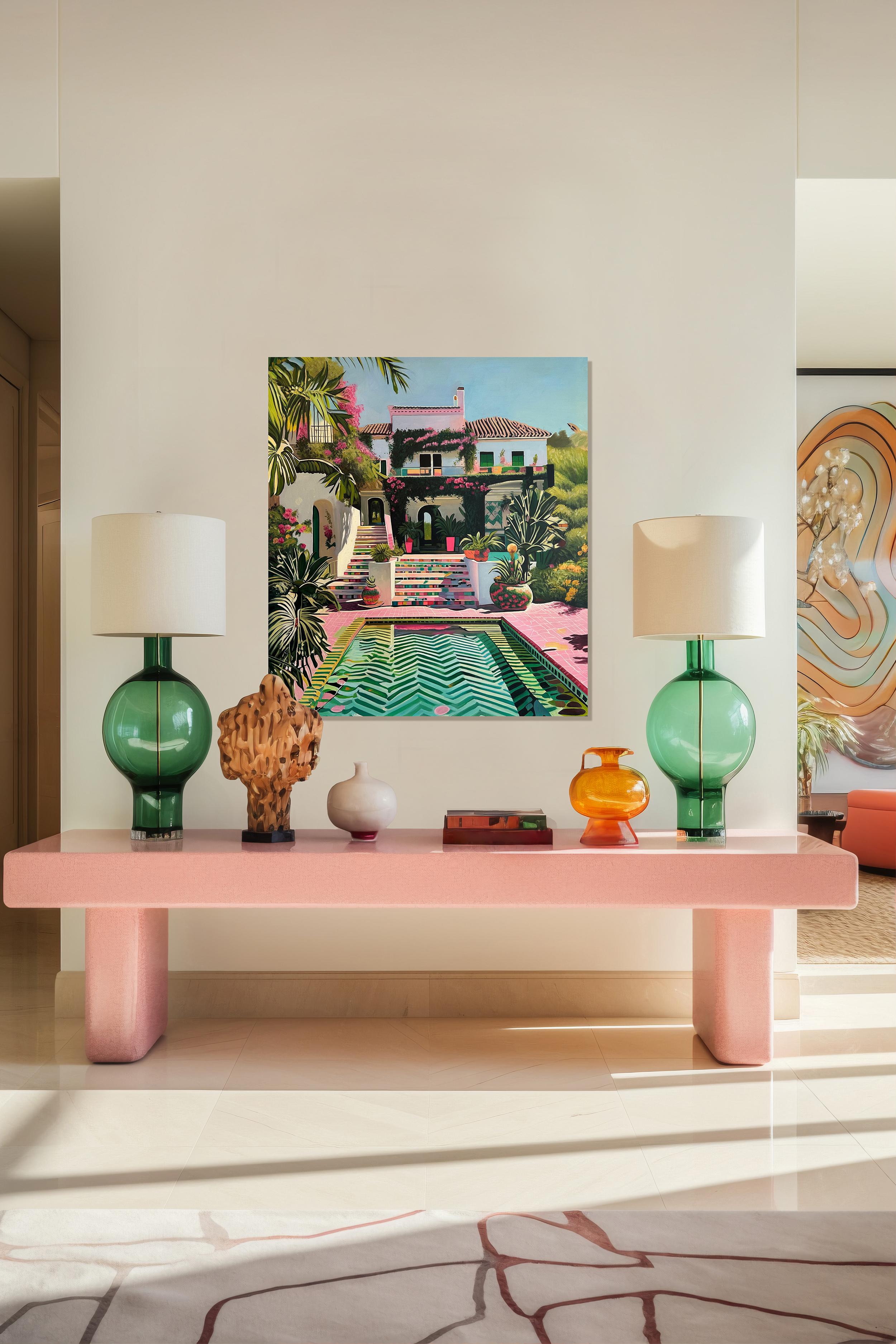 Cuando el tiempo se detiene - Arquitectura contemporánea Casa de la piscina Pintura al óleo en venta 15
