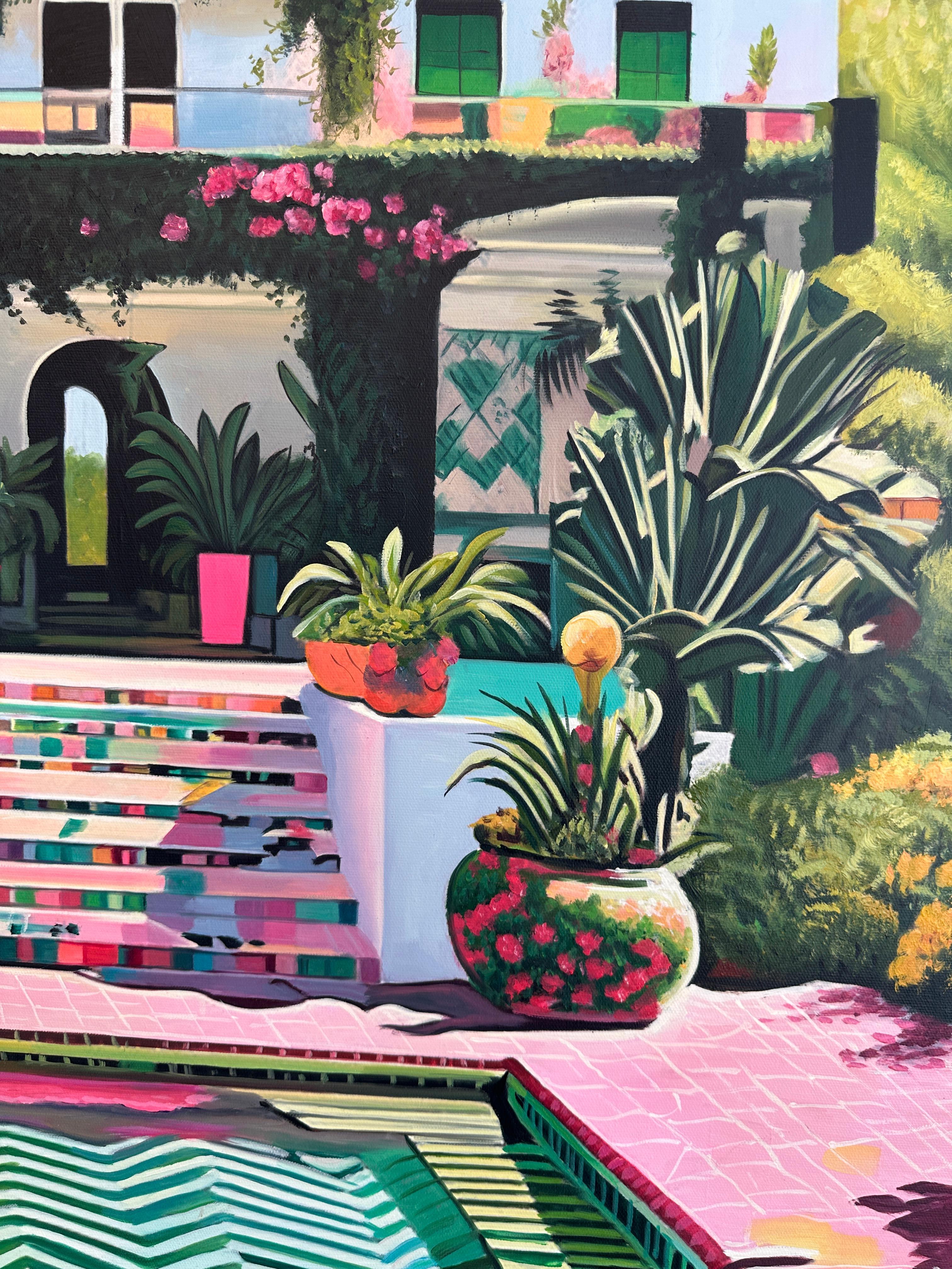 Cuando el tiempo se detiene - Arquitectura contemporánea Casa de la piscina Pintura al óleo en venta 3