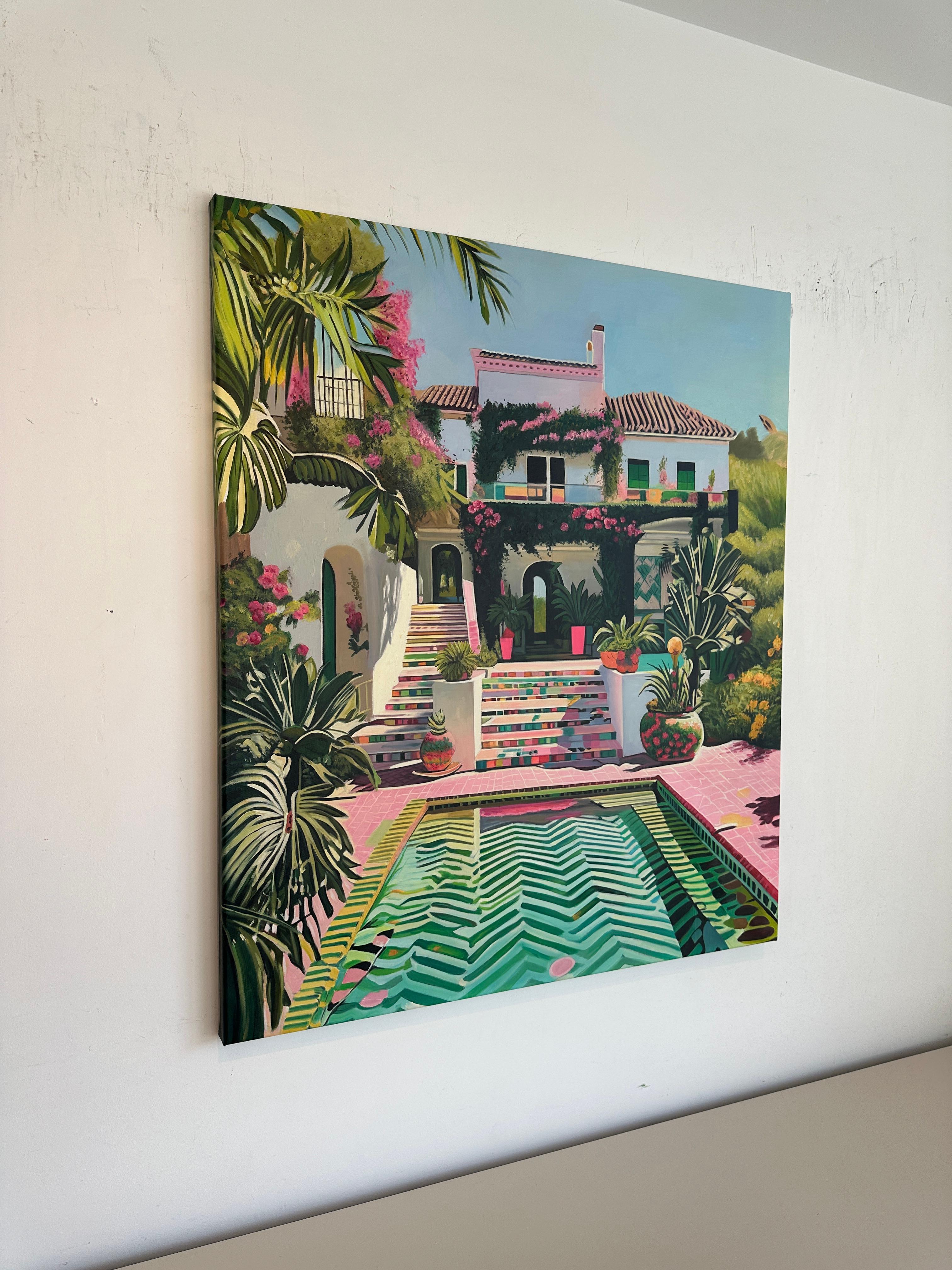 Cuando el tiempo se detiene - Arquitectura contemporánea Casa de la piscina Pintura al óleo en venta 4