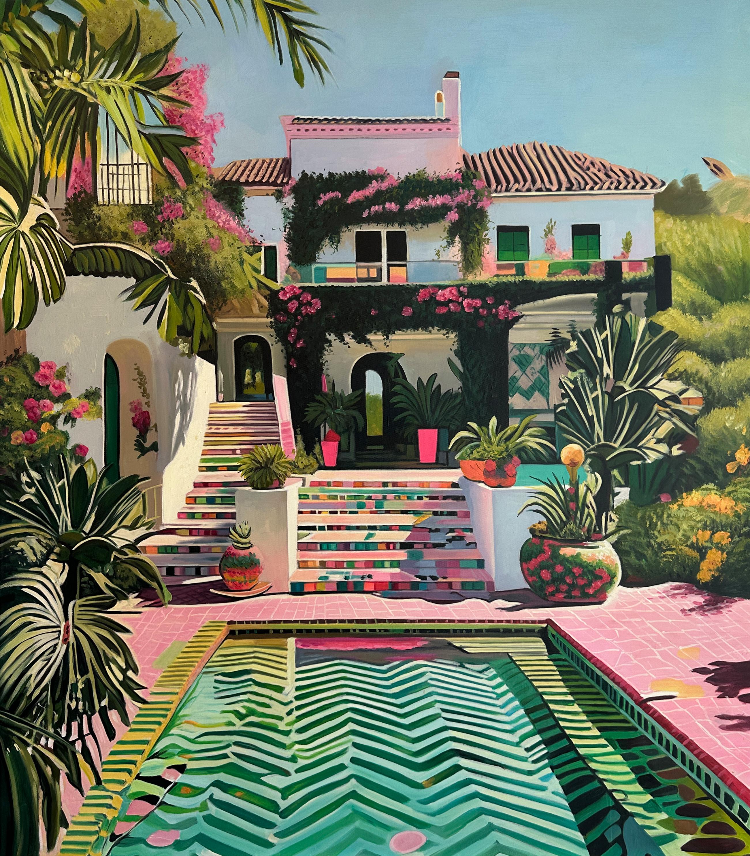 Cuando el tiempo se detiene - Arquitectura contemporánea Casa de la piscina Pintura al óleo - Painting de Lilly Muth