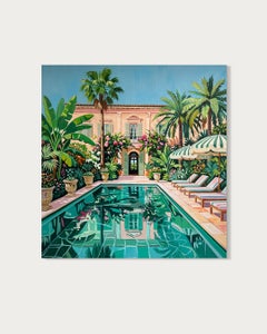 Where the heart comes to rest :Oil Painting of Contemporary Pool Architecture